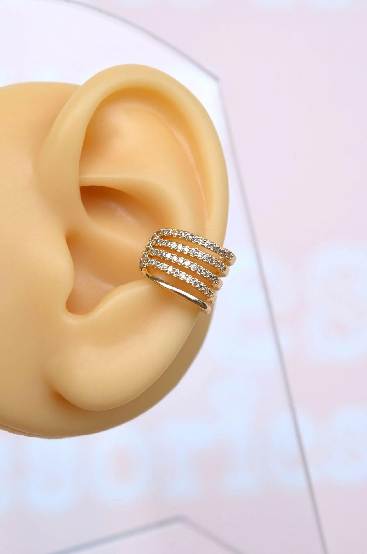 Zirkon Taşlı Sıkıştırmalı Kıkırdak Küpe