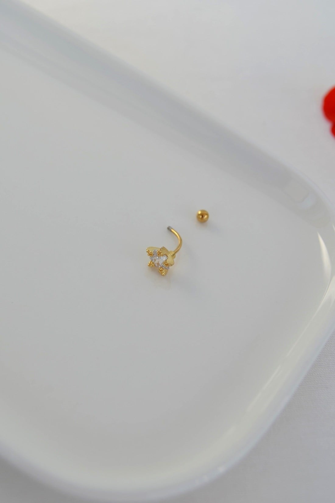 Zirkon Taşlı Yıldız Rook Piercing Çelik Bar 1 mm