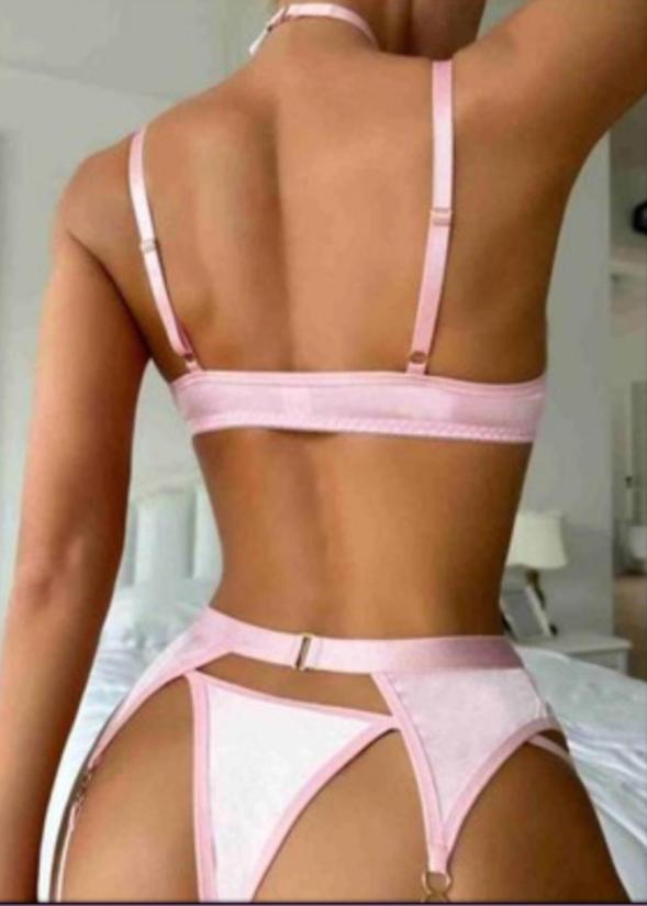 PEMBE JARTİYER GOLD ZİNCİRLİ ÇORAPSIZ 