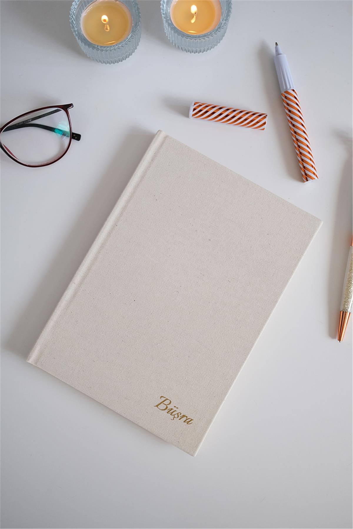 Kişiye Özel Kanvas Defter Ham Renk