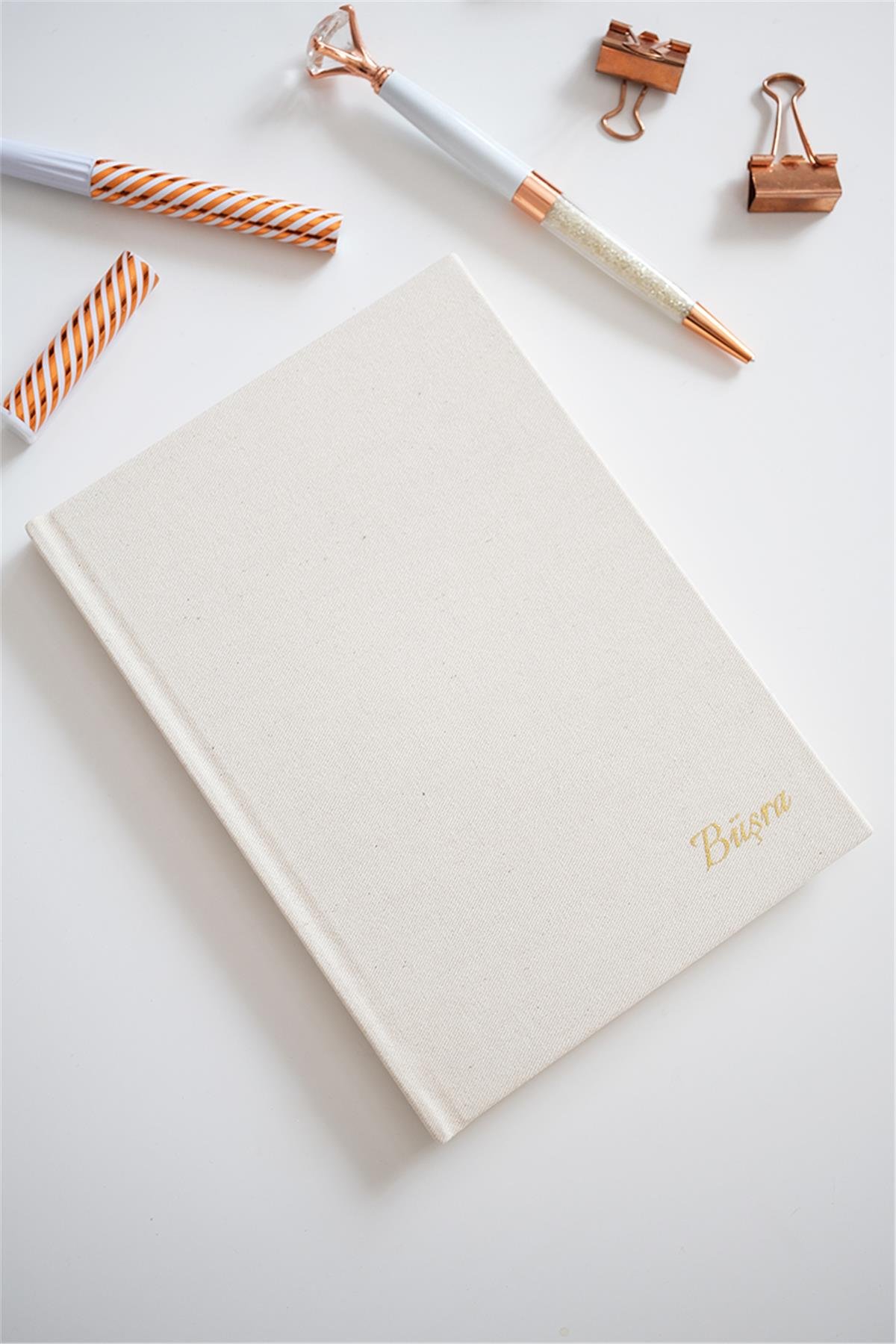 Kişiye Özel Kanvas Defter Ham Renk