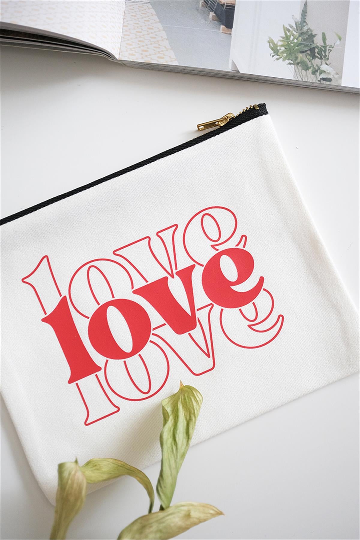 Love Baskılı Beyaz Organizer