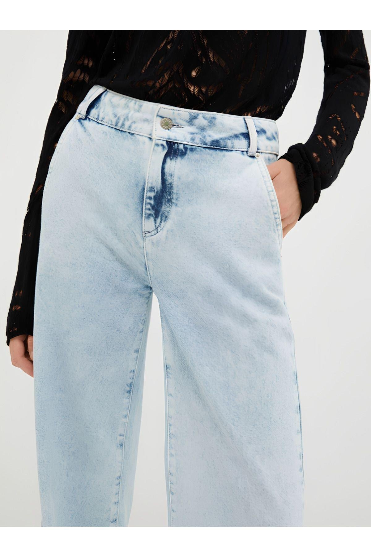 Kadın Vintage Jean Bol Paça Kot Pantolon