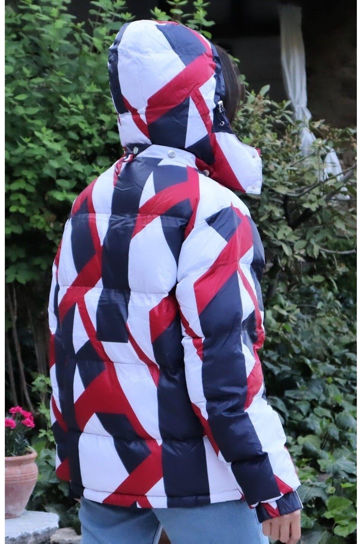 Unisex Kışlık Desenli Şişme Mont