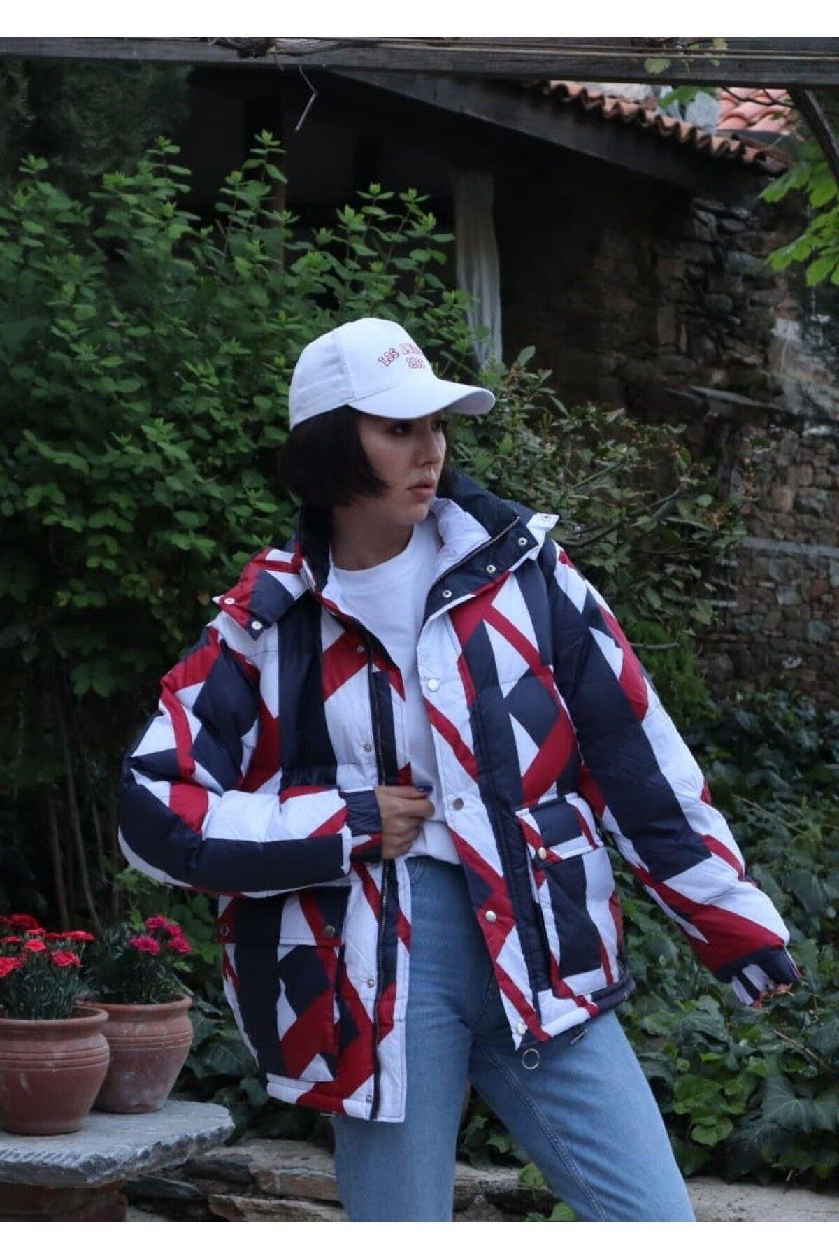 Unisex Kışlık Desenli Şişme Mont