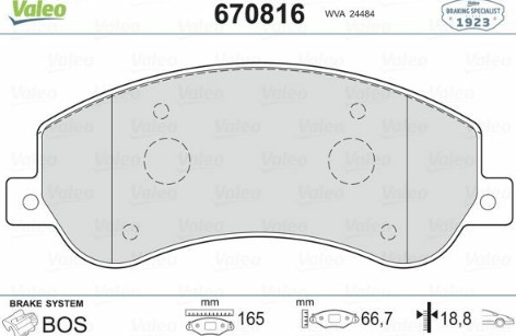  Fren Balata Ön 07-Transit 2.2-2.4 TDCI V347 Ar.Cek VALEO 670816 |