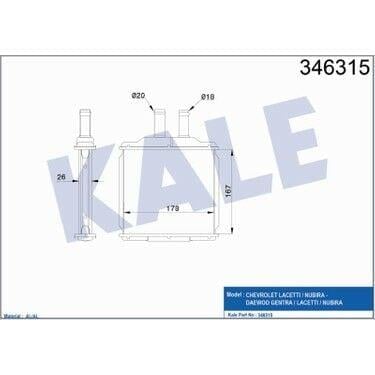 Chevrolet Lacetti Kalorifer Radyatörü Kale 346315