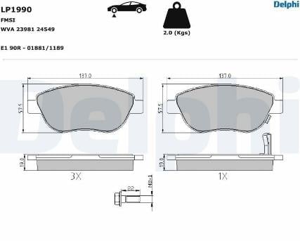 Opel Corsa D 1.3 Dizel 90 Beygir Büyük Tip Fren Balatası Delphı Lp1990