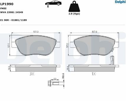 Opel Corsa D 1.3 Dizel 90 Beygir Büyük Tip Fren Balatası Delphı Lp1990