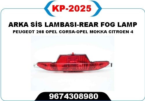 REFLEKTOR ARKA TAMPON ORTA OPEL CORSA F 19> MOKKA 20> PEUGEOT P208 15> CITROEN C4 20> DS3 18> - KAYA - 9674308980