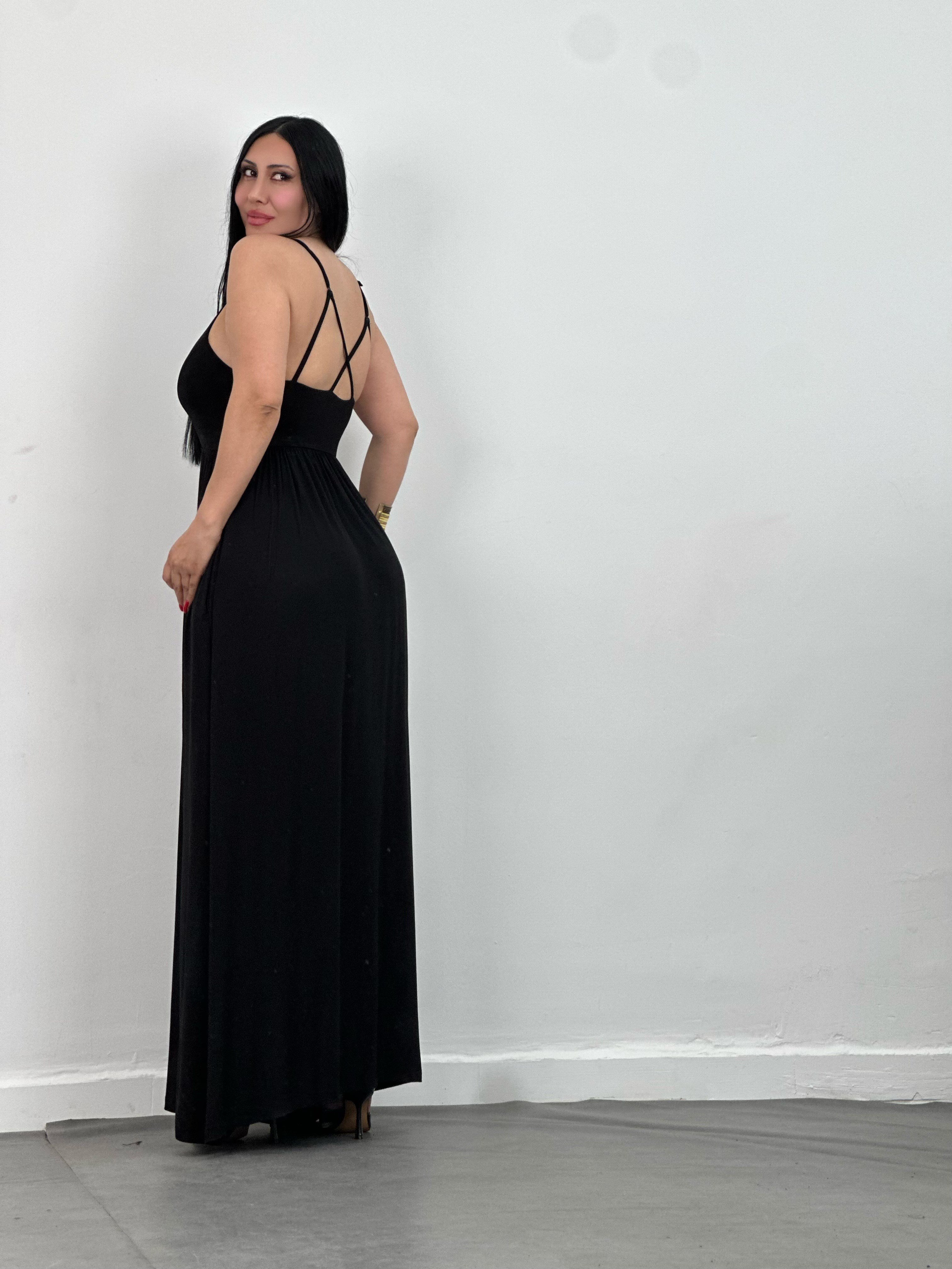Ayarlanabilir Askılı Maxi Elbise 