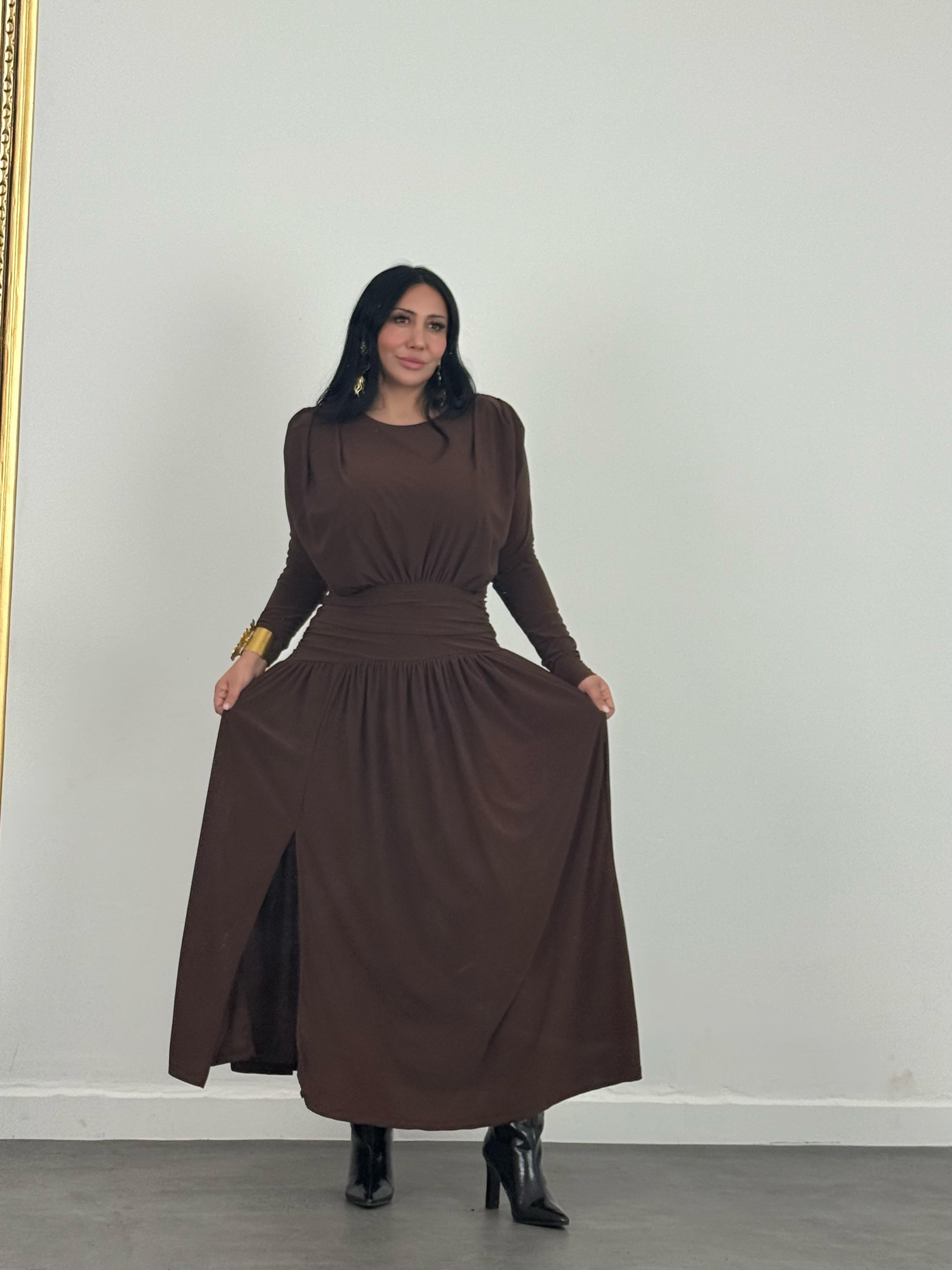 Bel Drapeli Maxi Elbise 