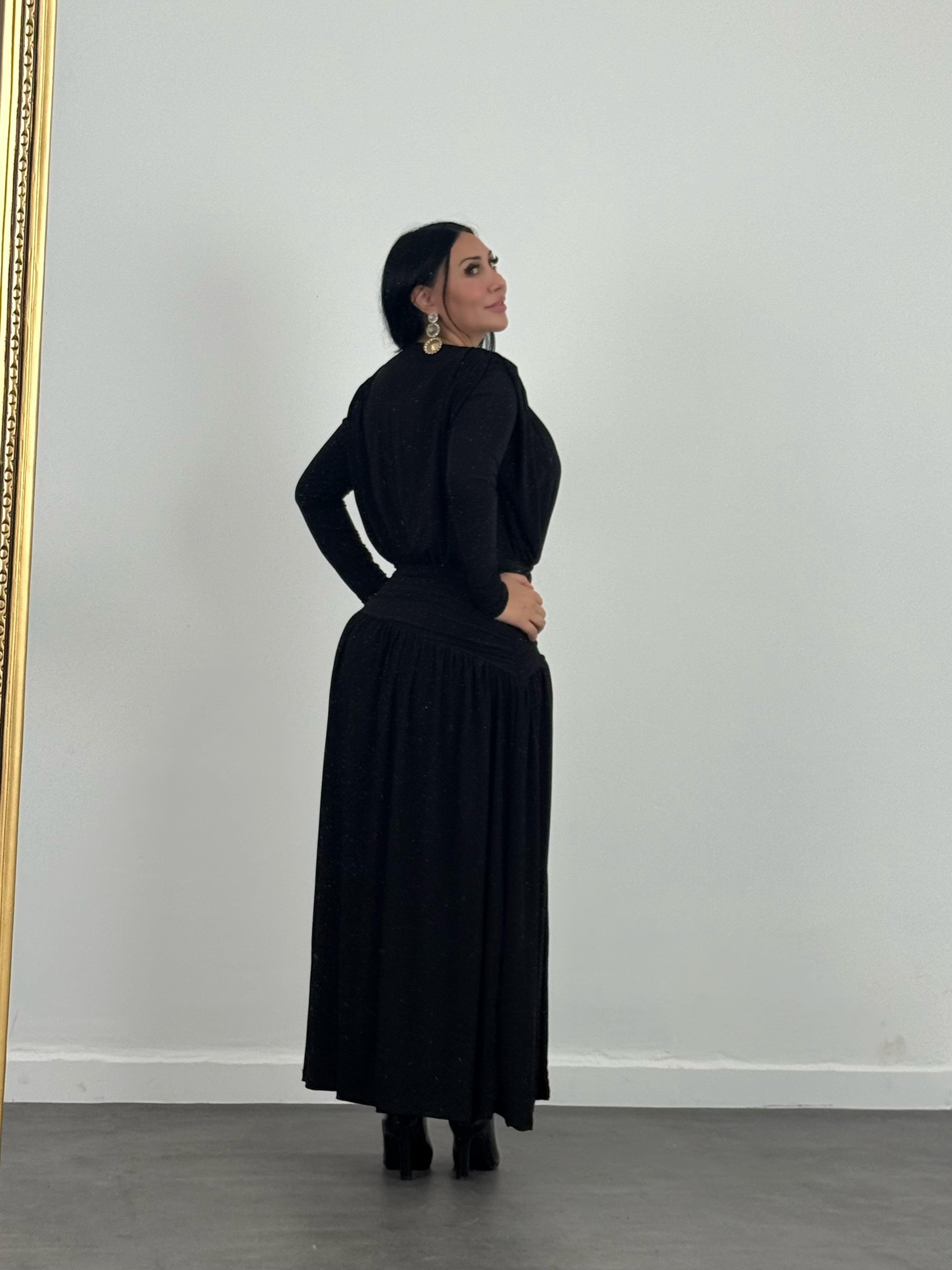 Bel Drapeli Maxi Elbise 