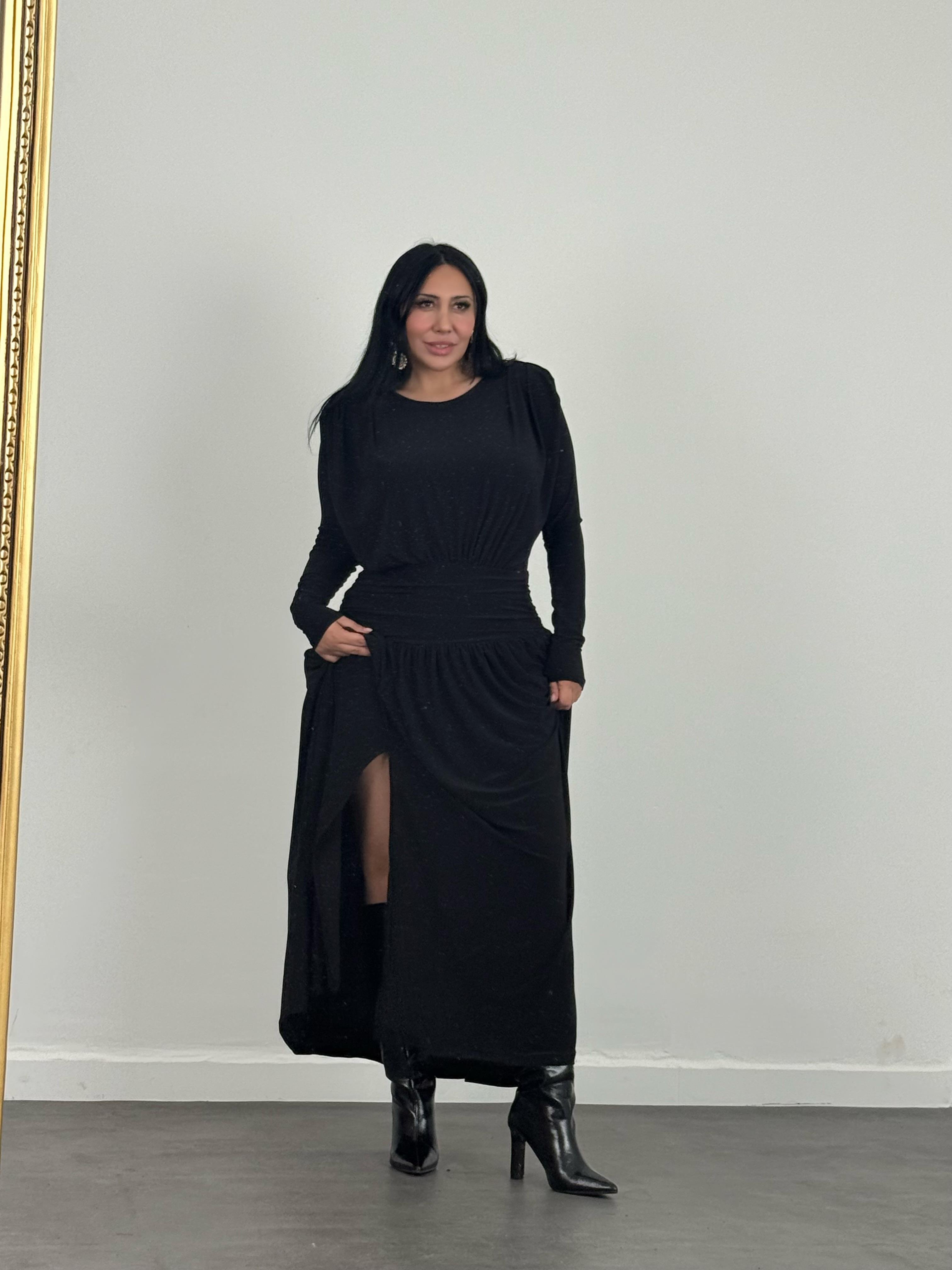 Bel Drapeli Maxi Elbise 