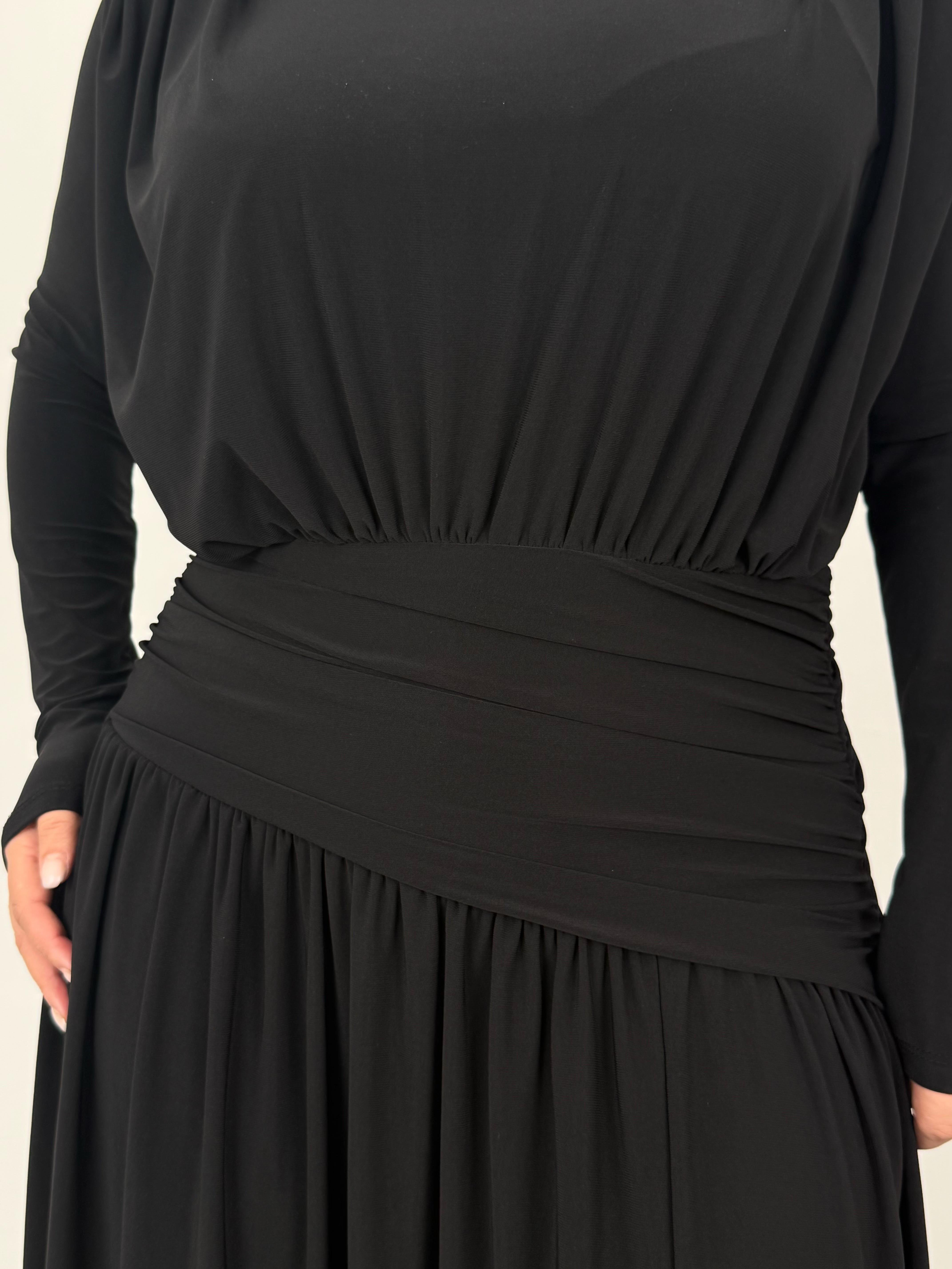 Bel Drapeli Maxi Elbise 