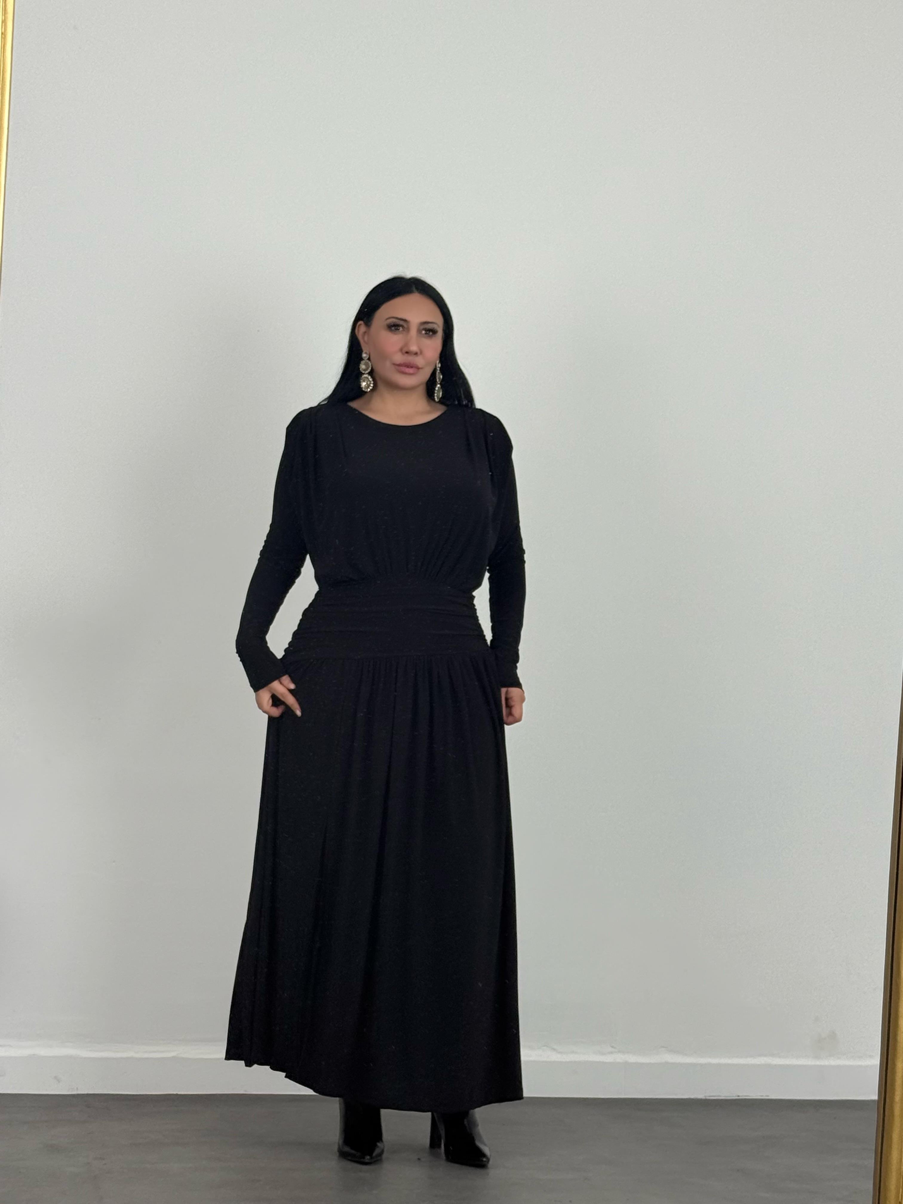 Bel Drapeli Maxi Elbise 