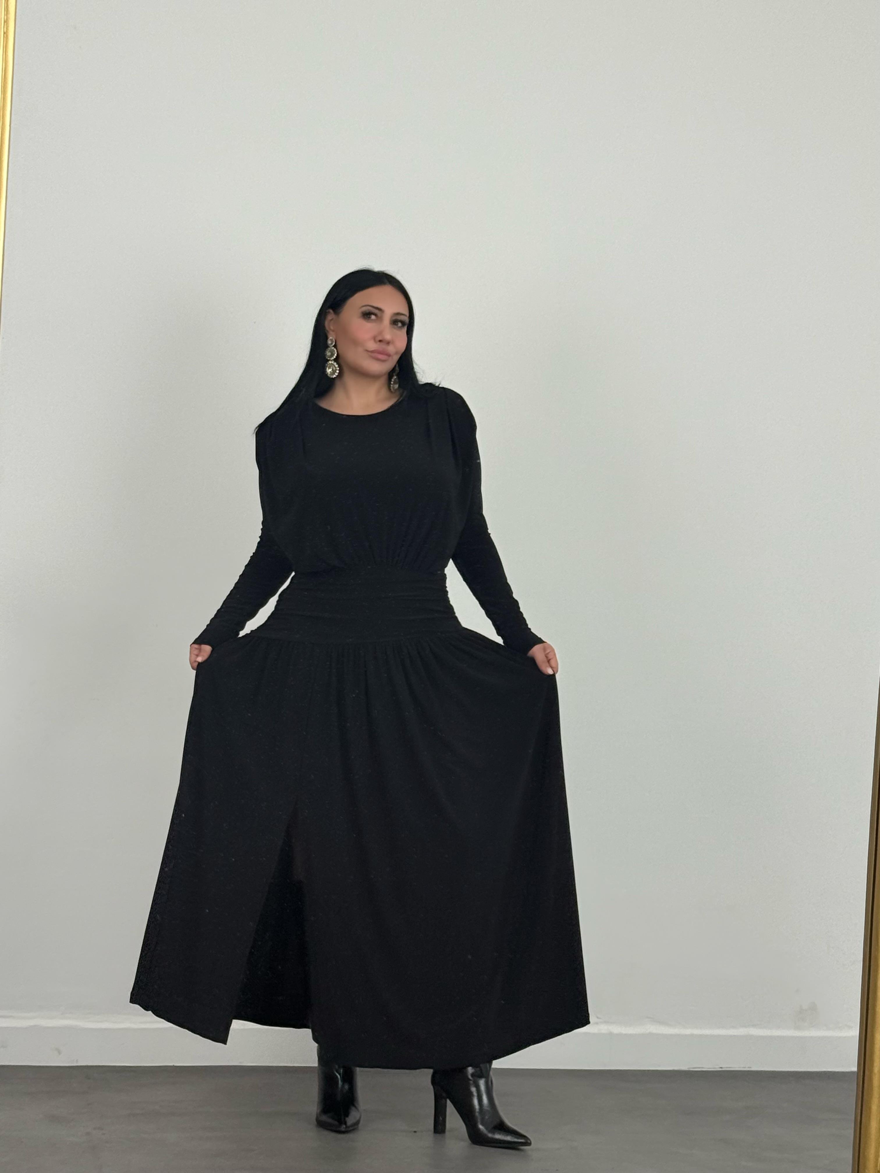 Bel Drapeli Maxi Elbise 