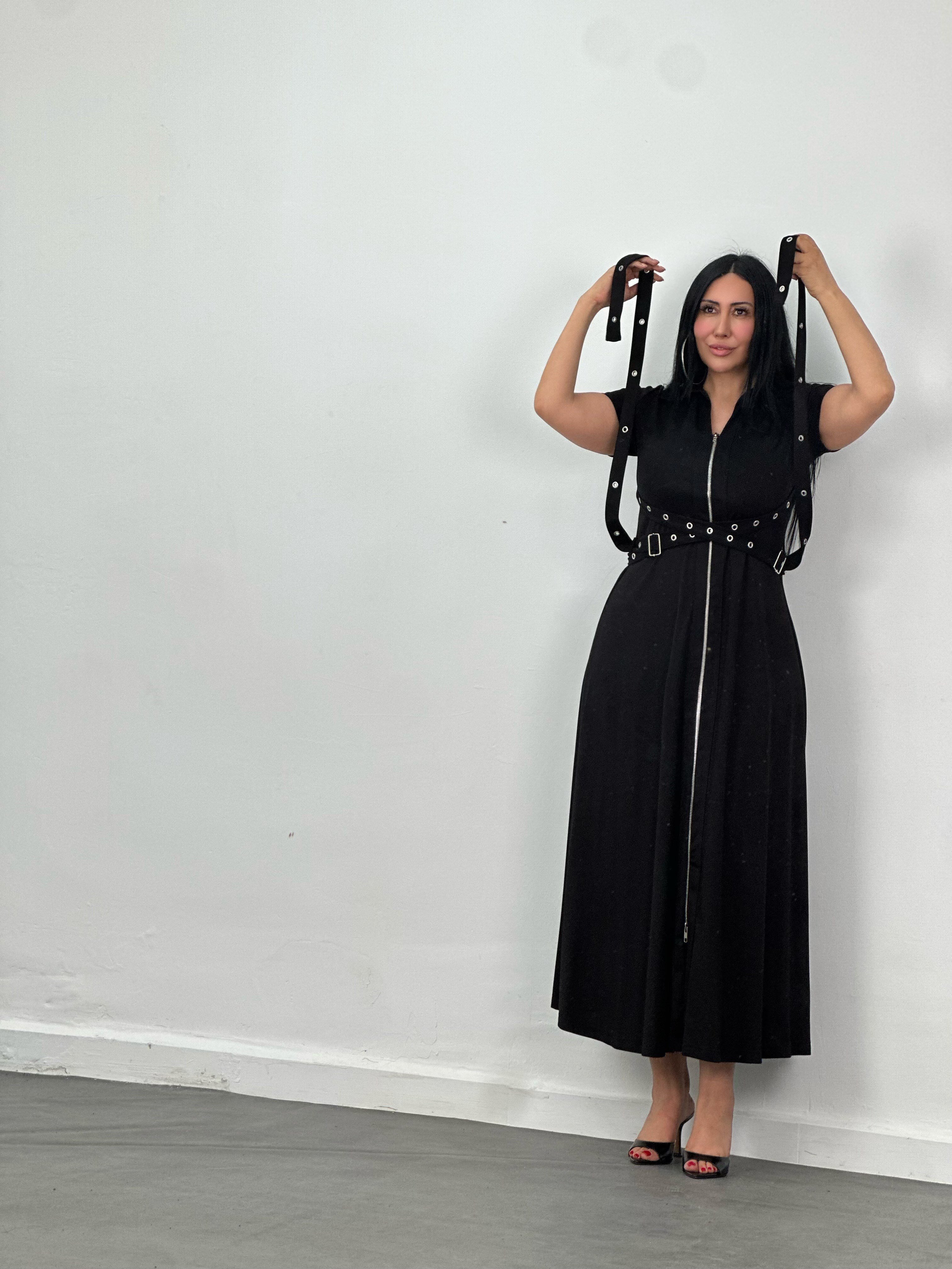 Çapraz Kemer Detaylı Modal Maxi Elbise