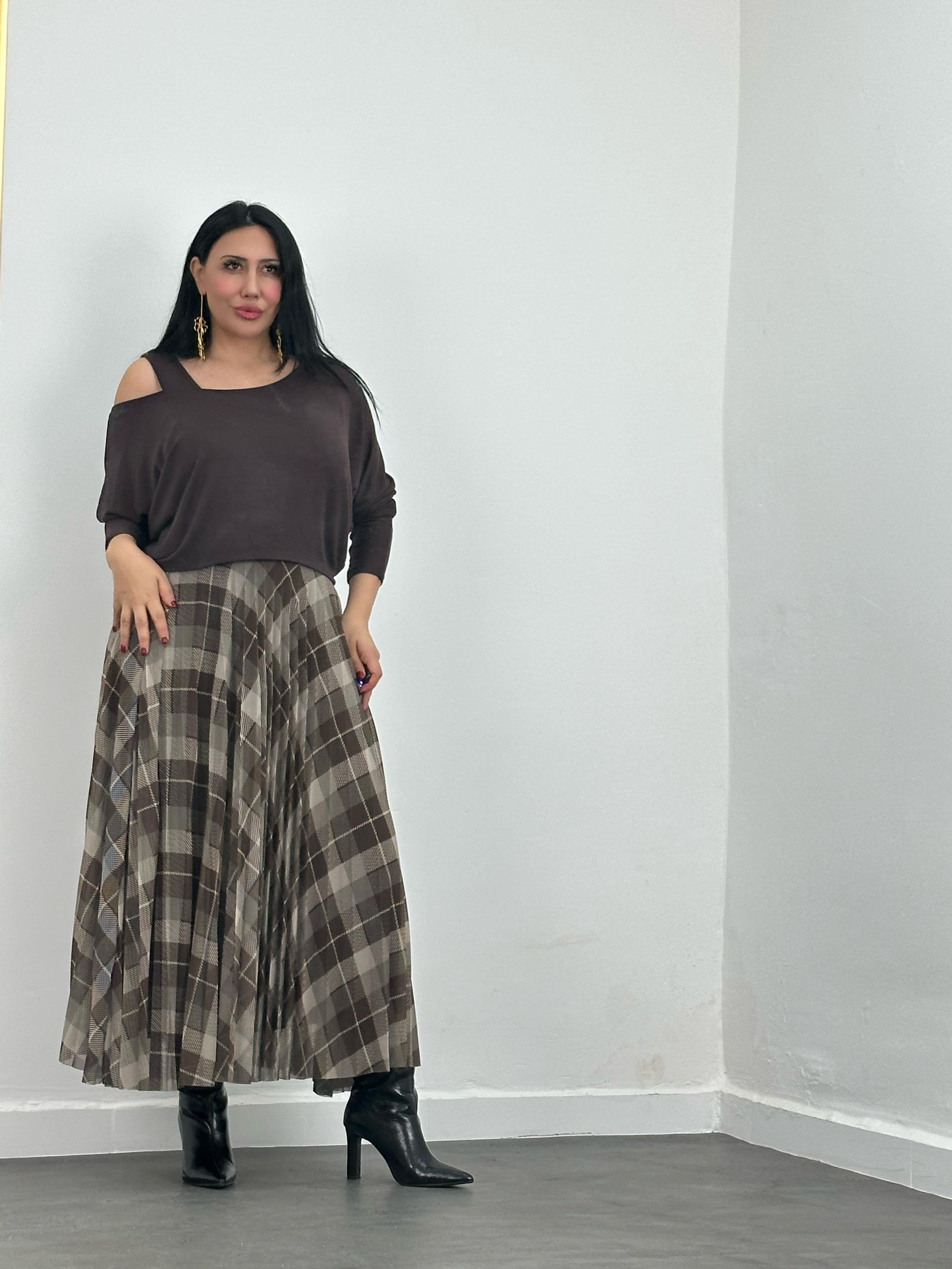 Desenli Askılı Elbise & Bluz Takım