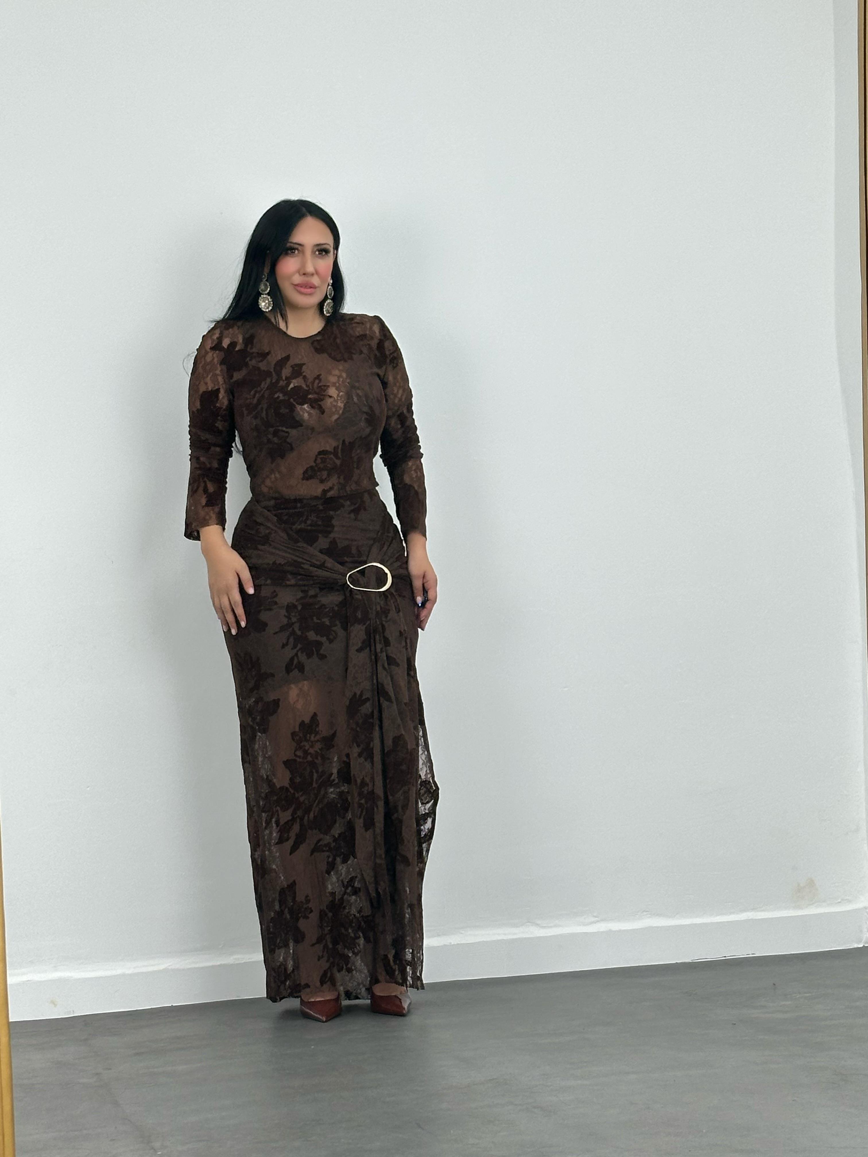 Drapeli Tokalı Dantelli Takım