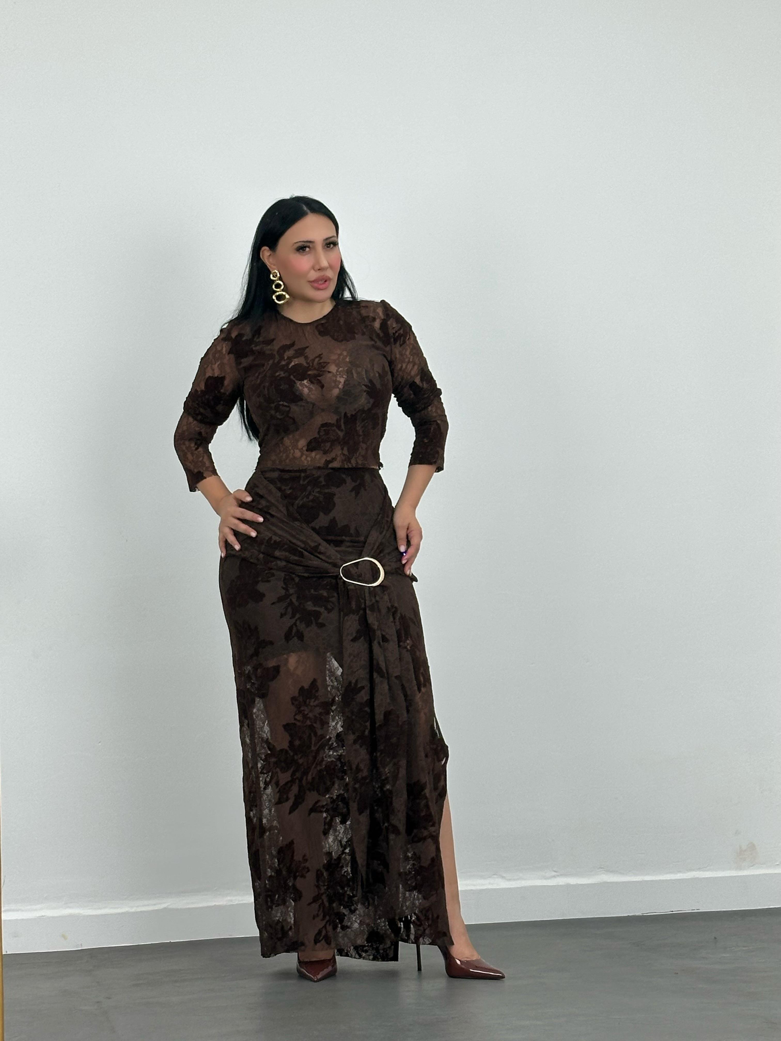 Drapeli Tokalı Dantelli Takım