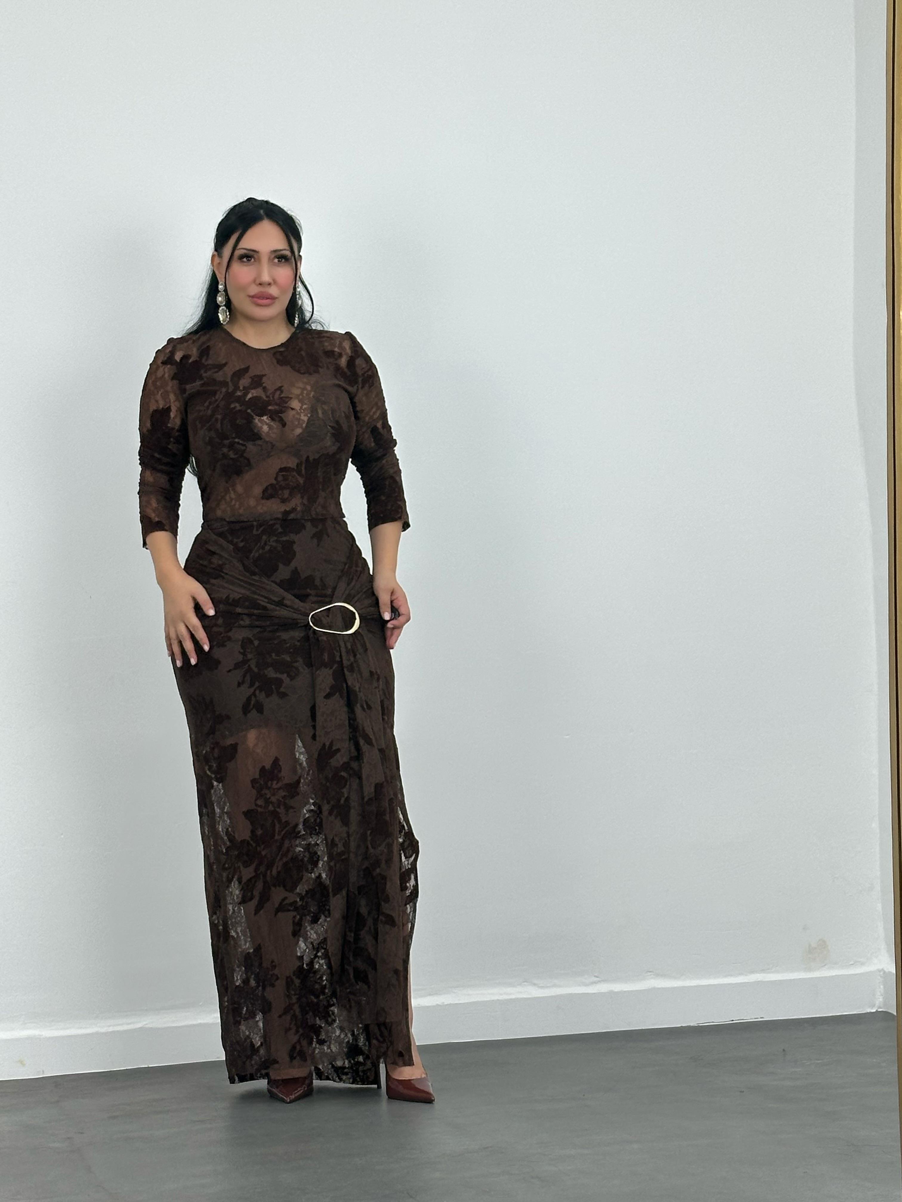 Drapeli Tokalı Dantelli Takım