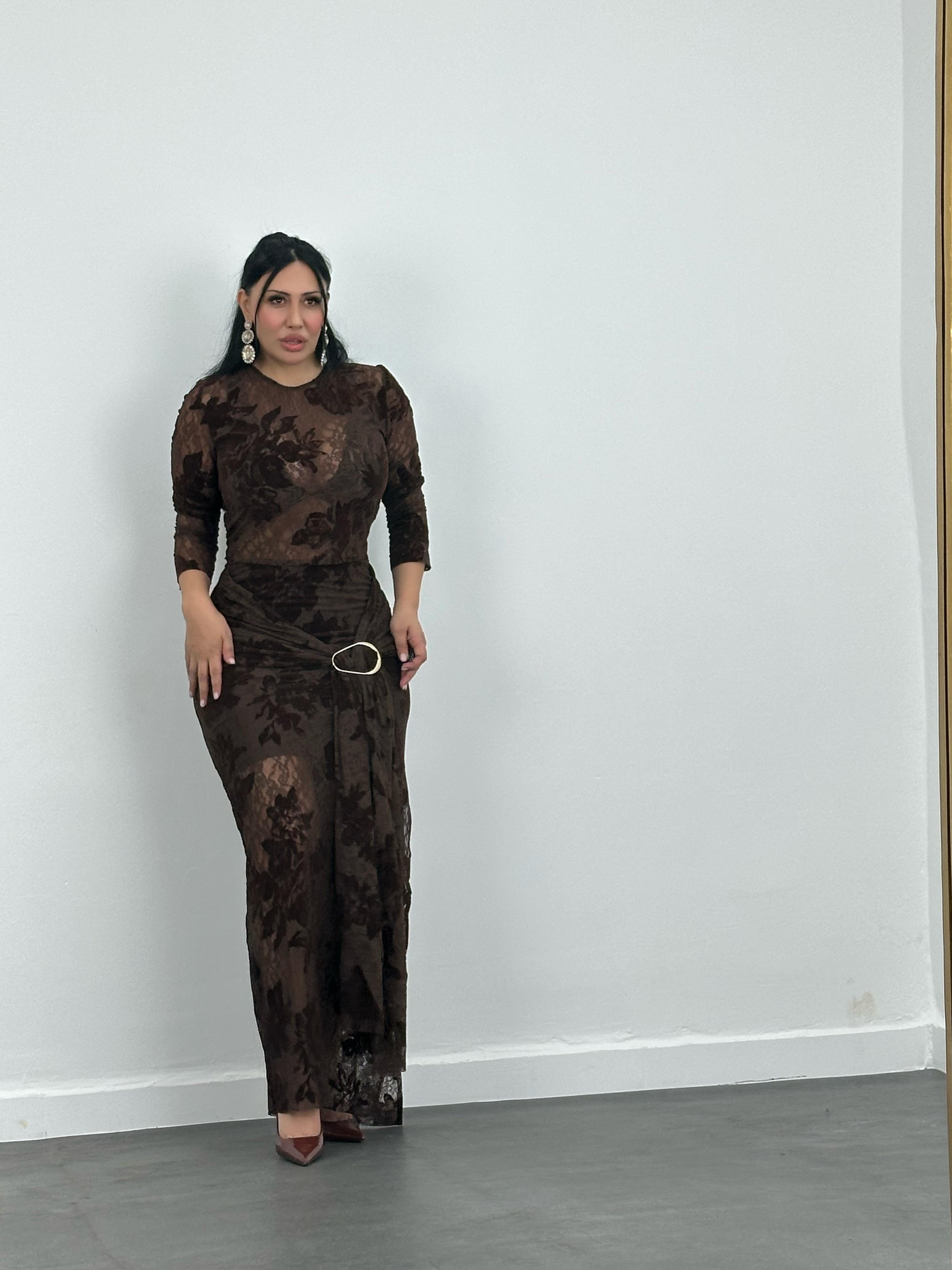 Drapeli Tokalı Dantelli Takım