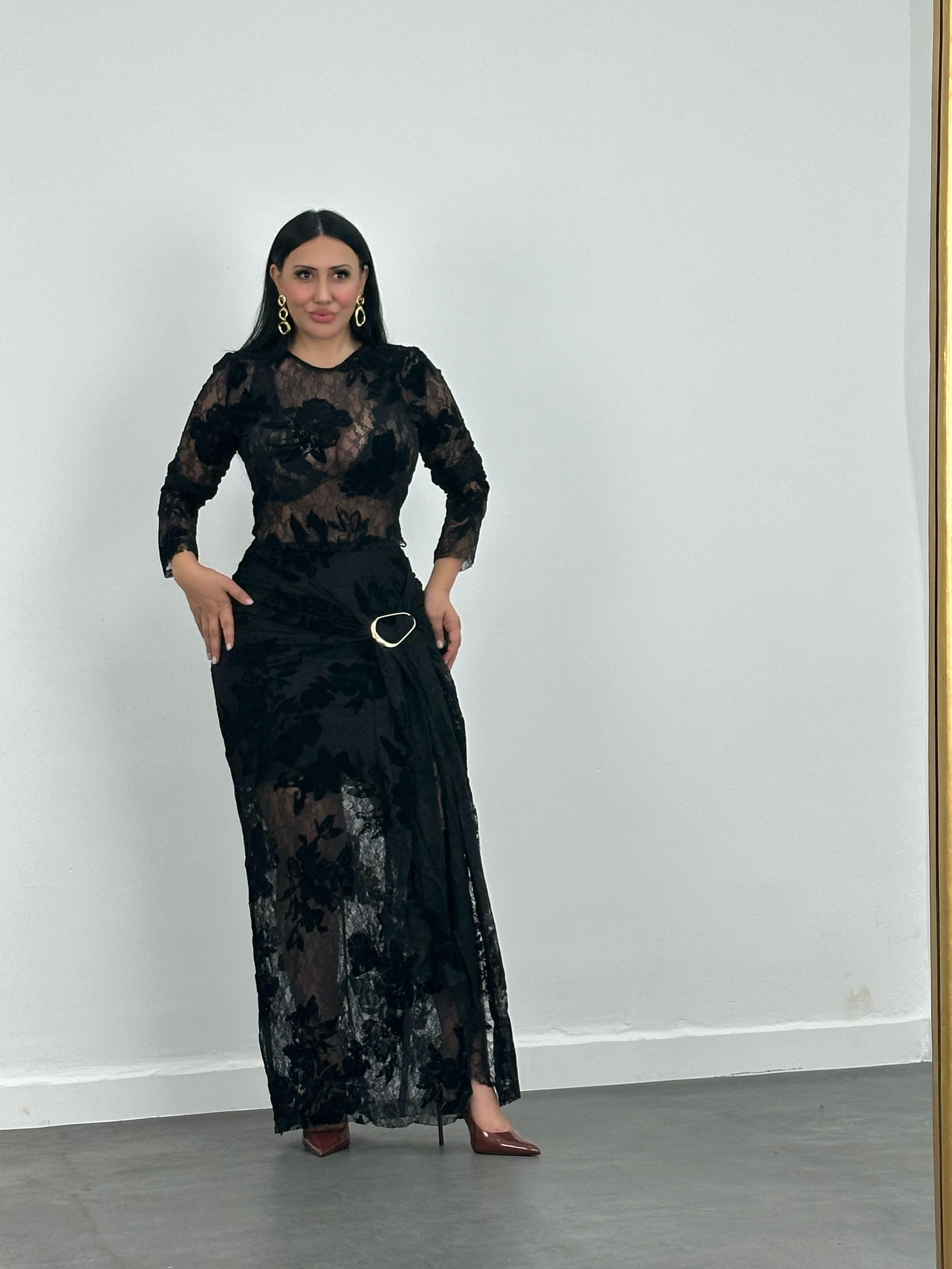 Drapeli Tokalı Dantelli Takım