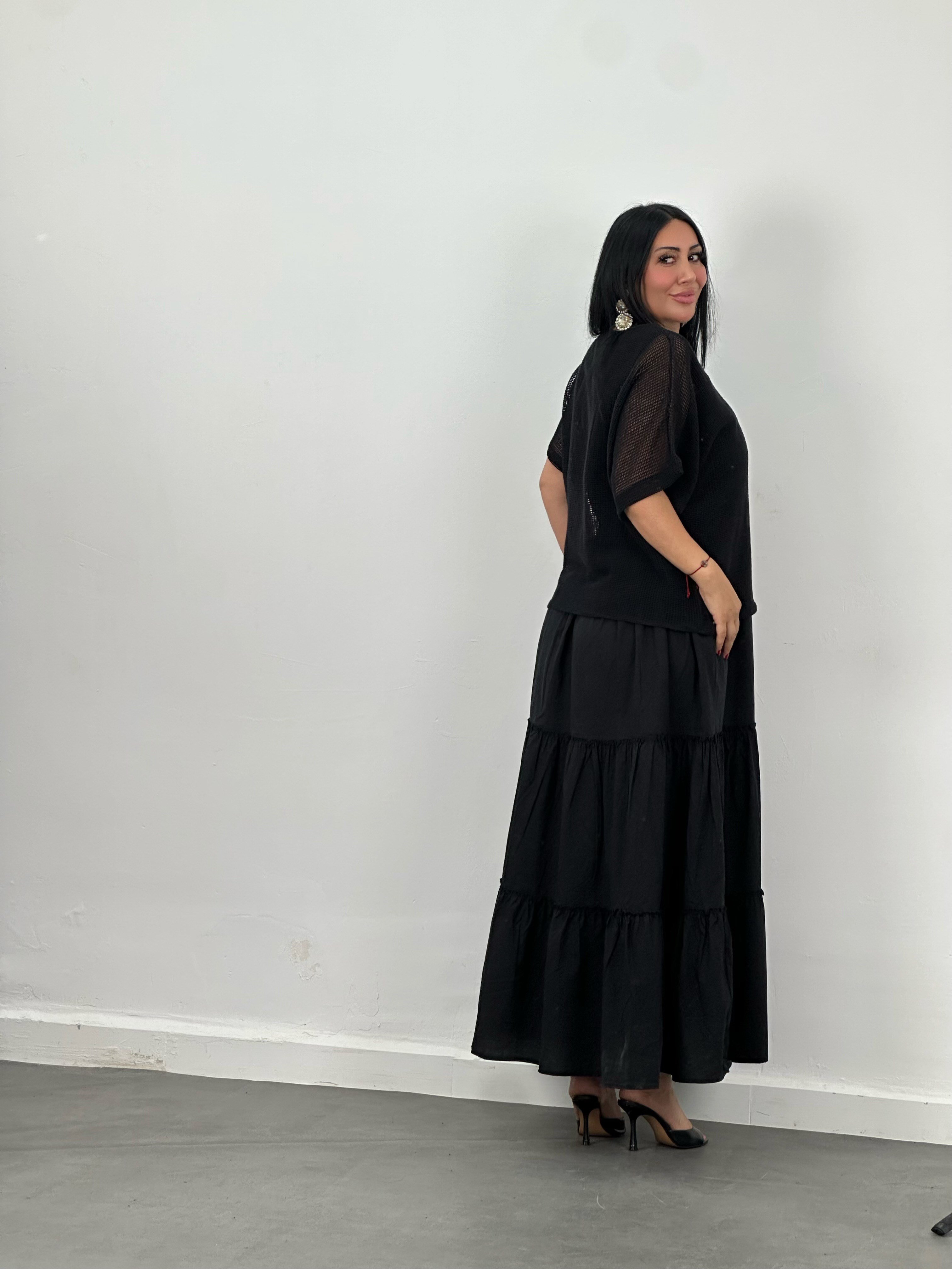 File Bluz & Maxi Elbise Takımı