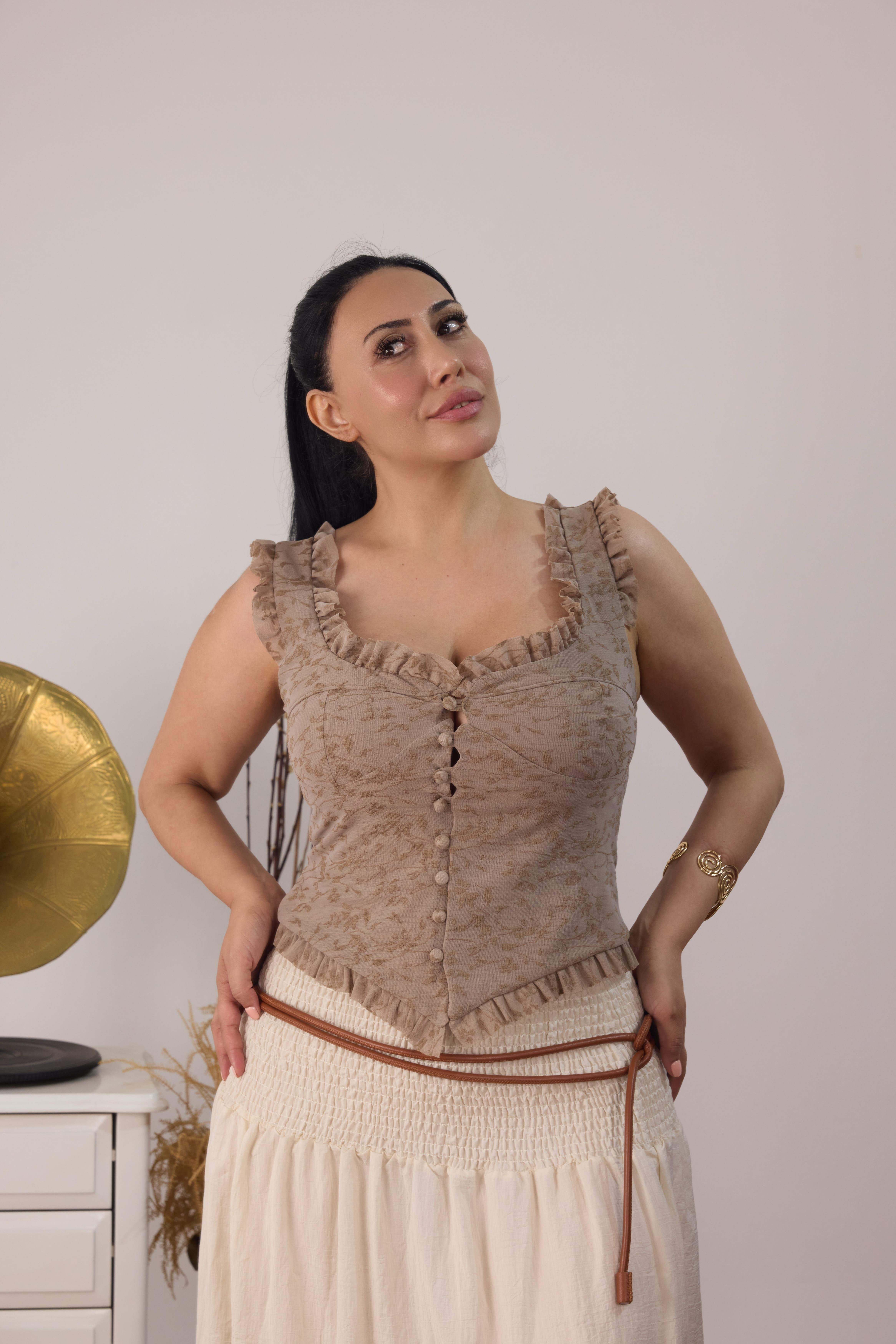 Fırfır Yaka Korse Form Bluz