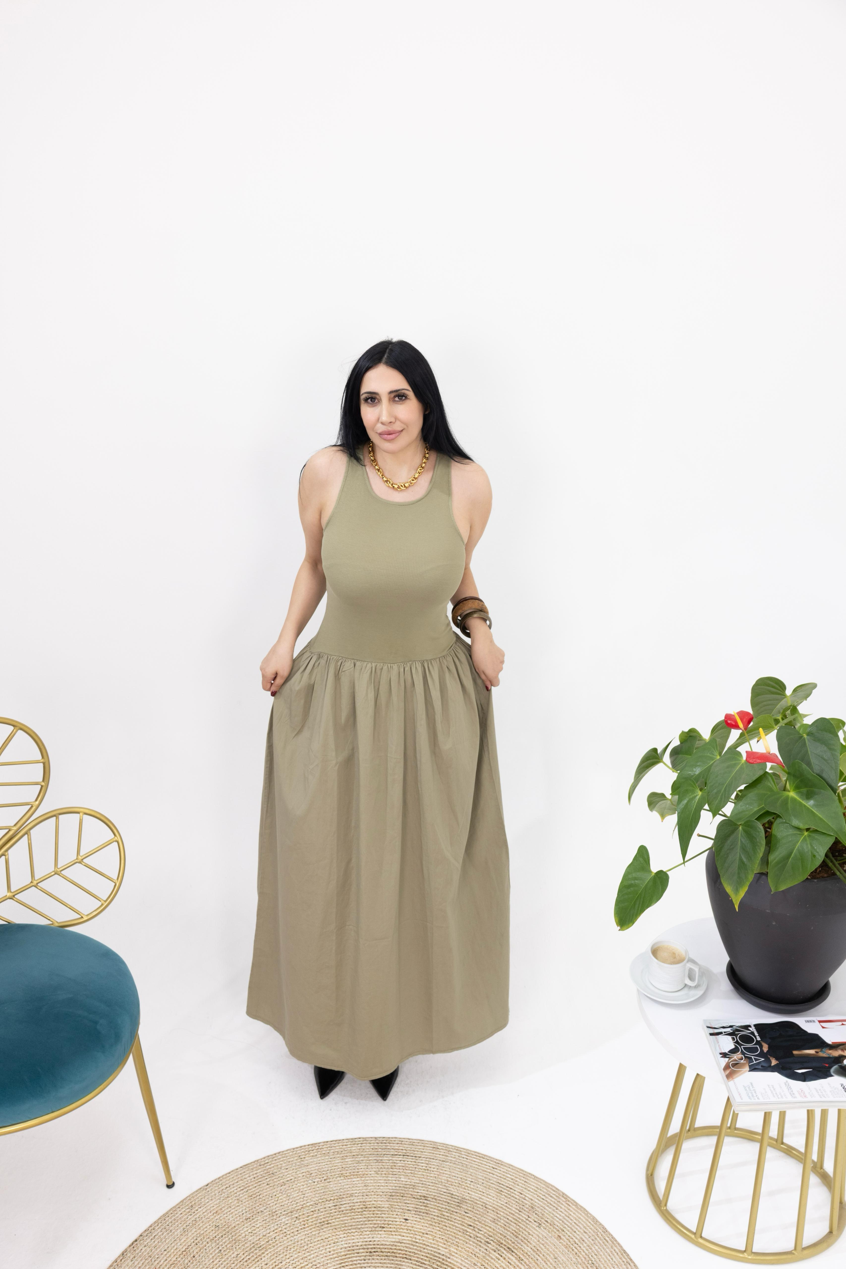 Haki Uzun Elbise