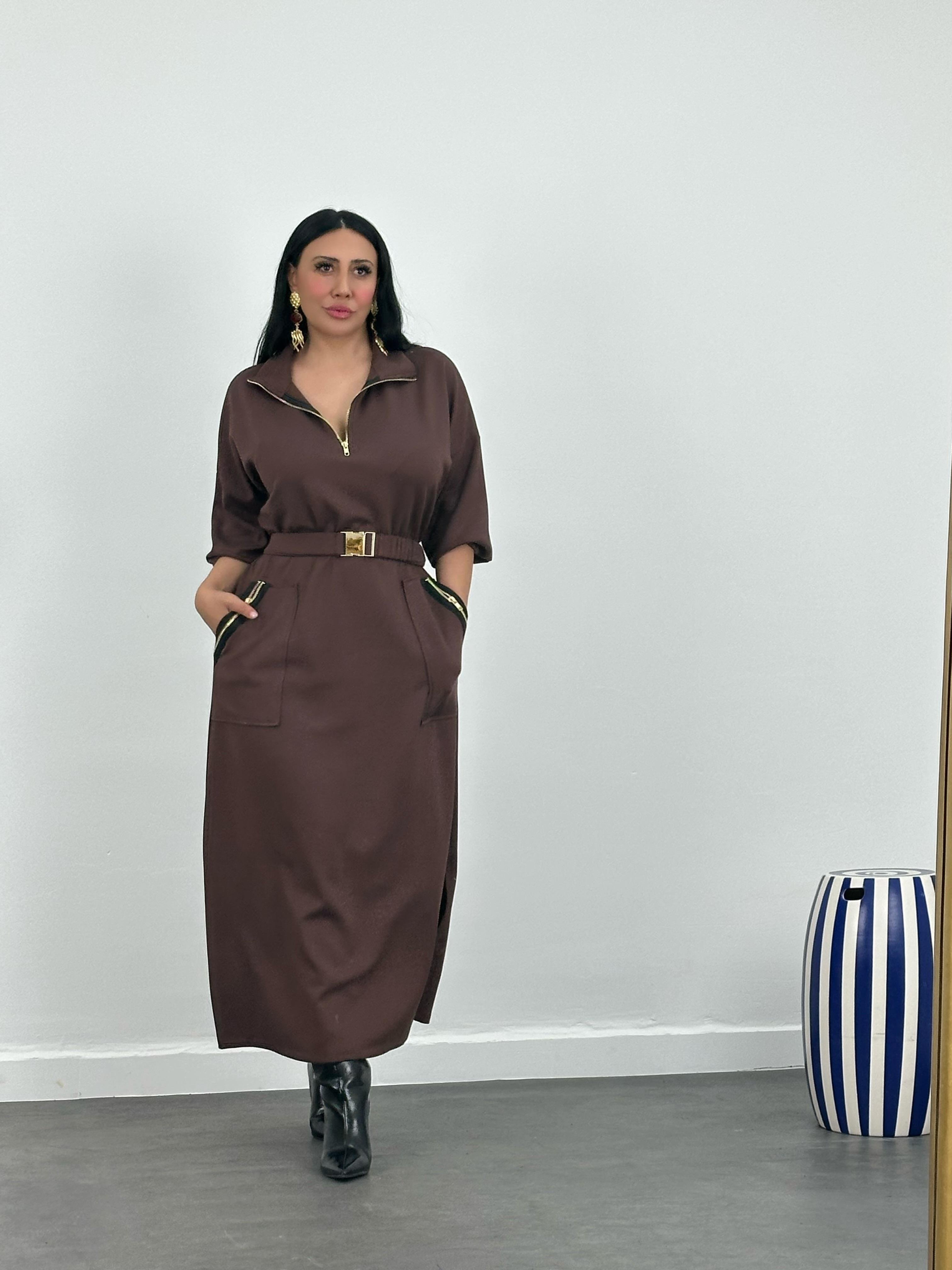 Kemerli Modal Maxi Elbise