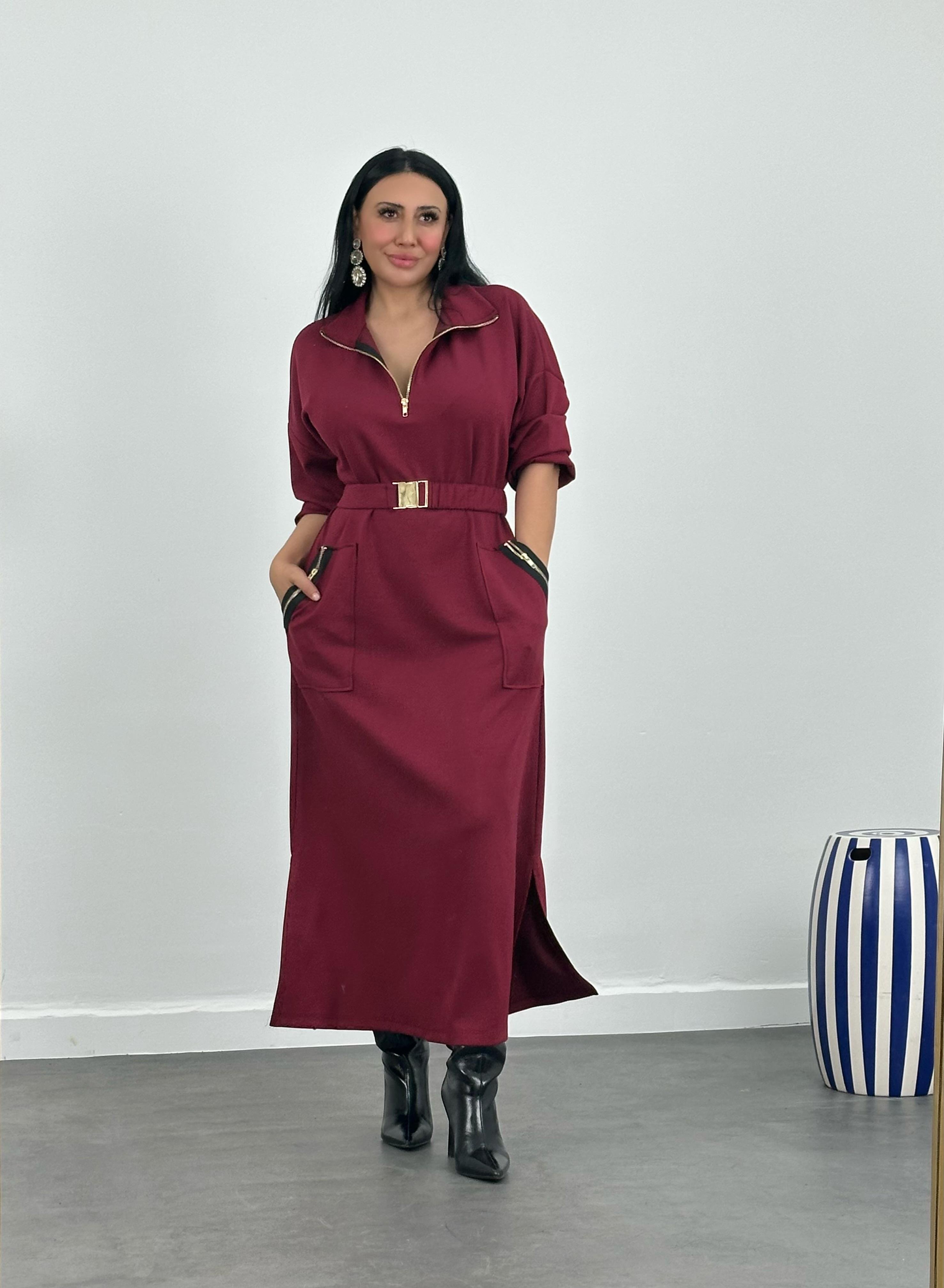 Kemerli Modal Maxi Elbise