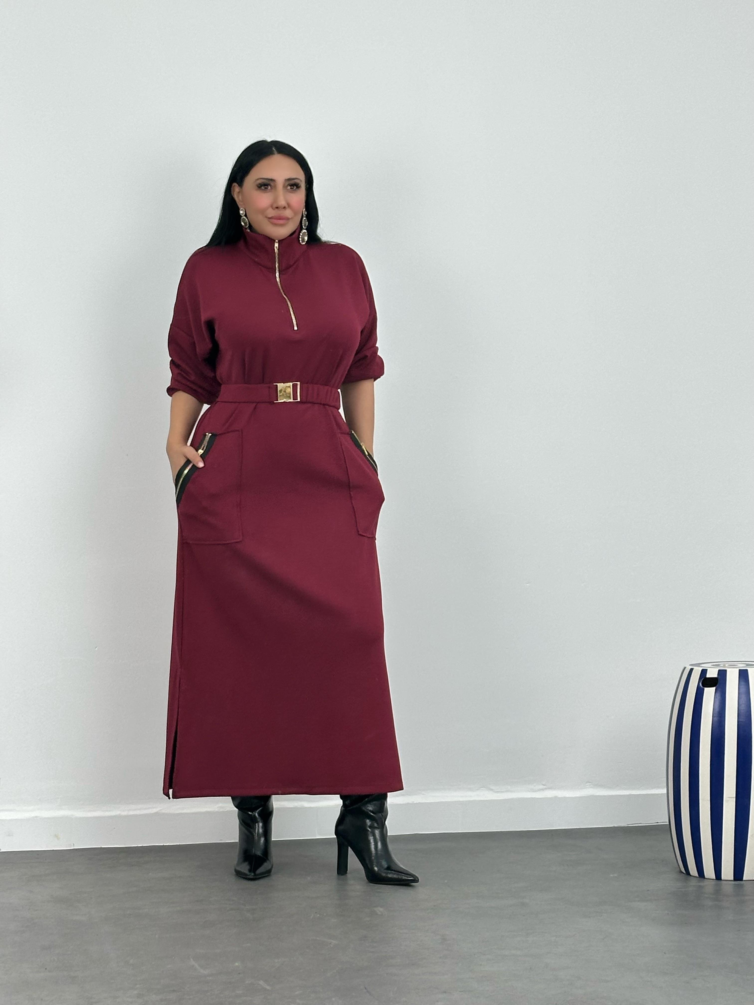 Kemerli Modal Maxi Elbise