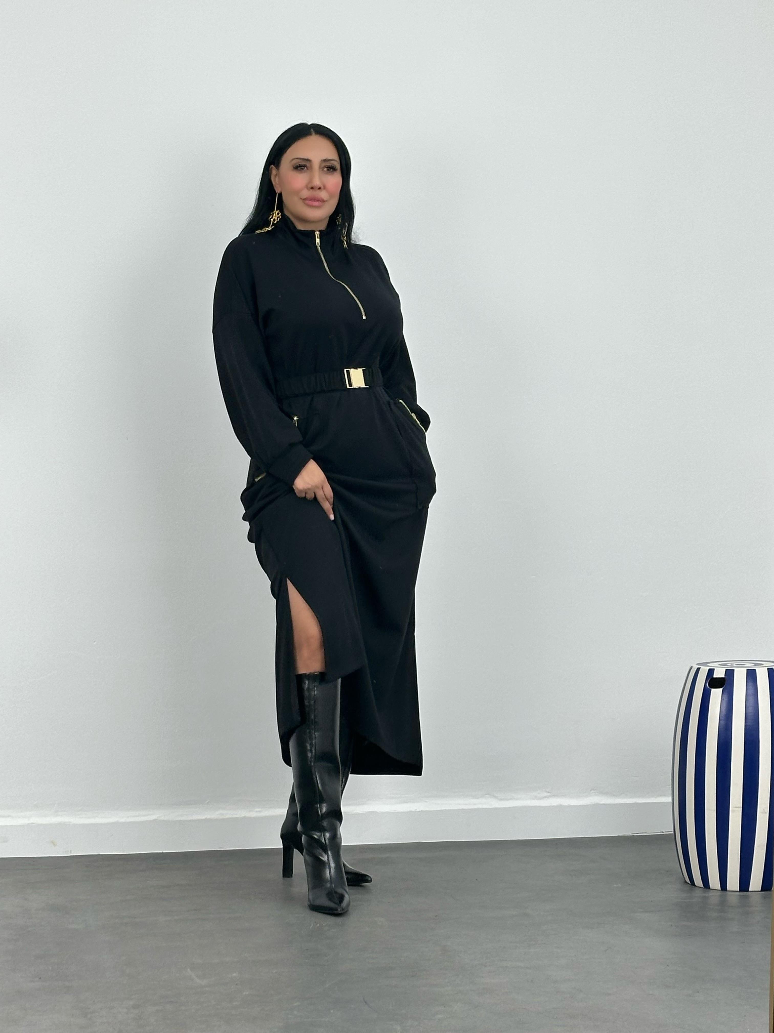 Kemerli Modal Maxi Elbise