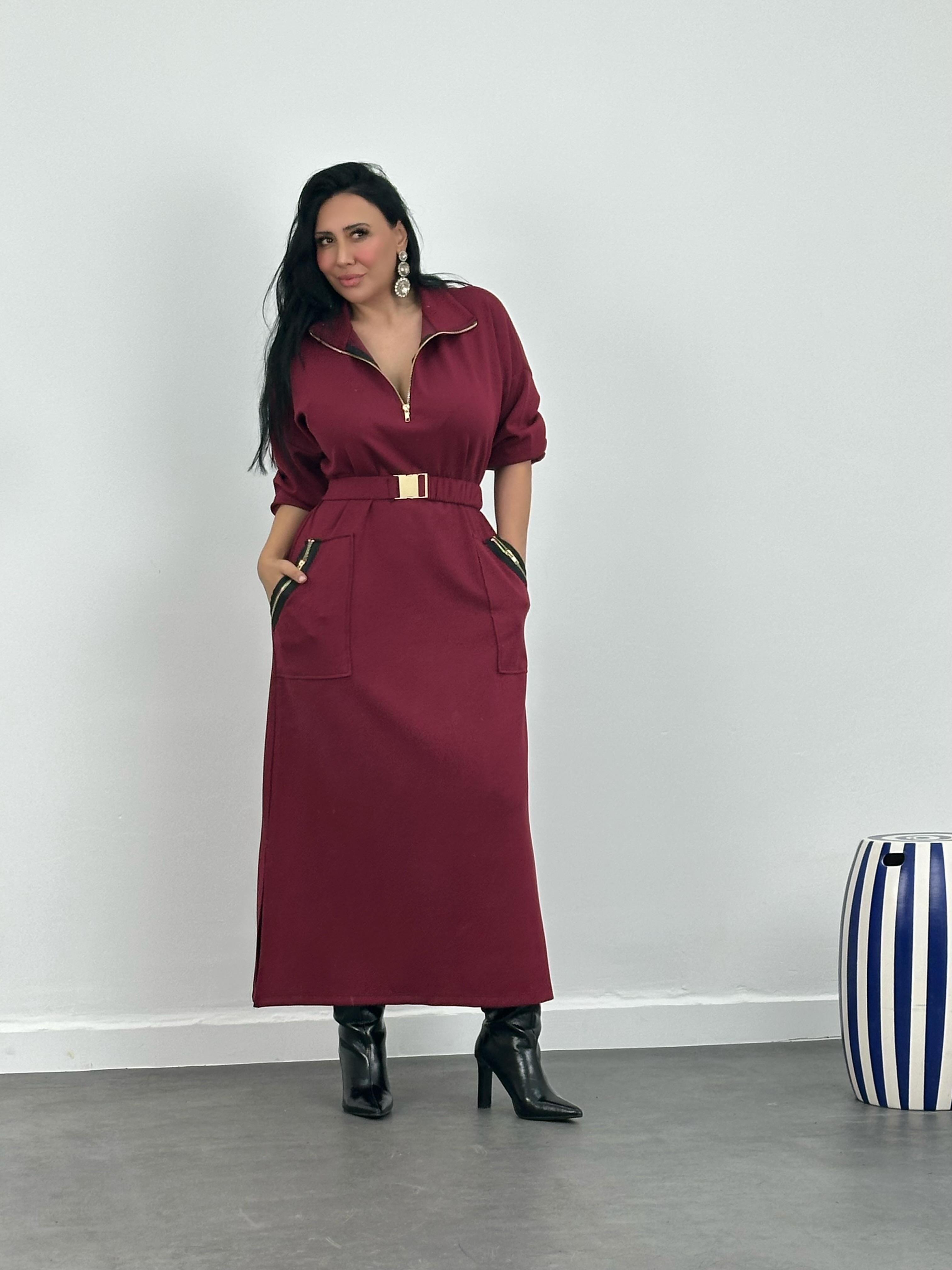 Kemerli Modal Maxi Elbise