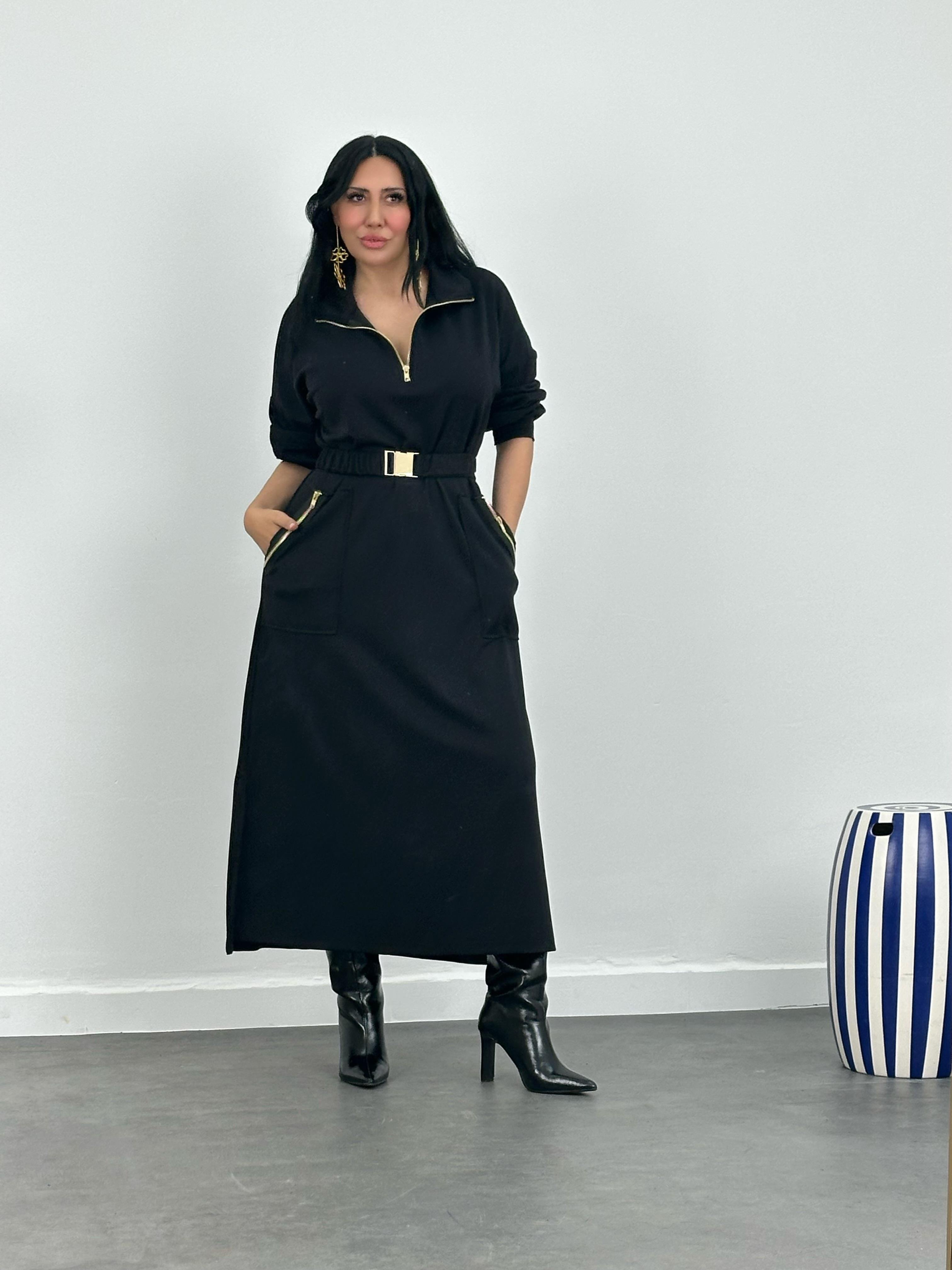 Kemerli Modal Maxi Elbise