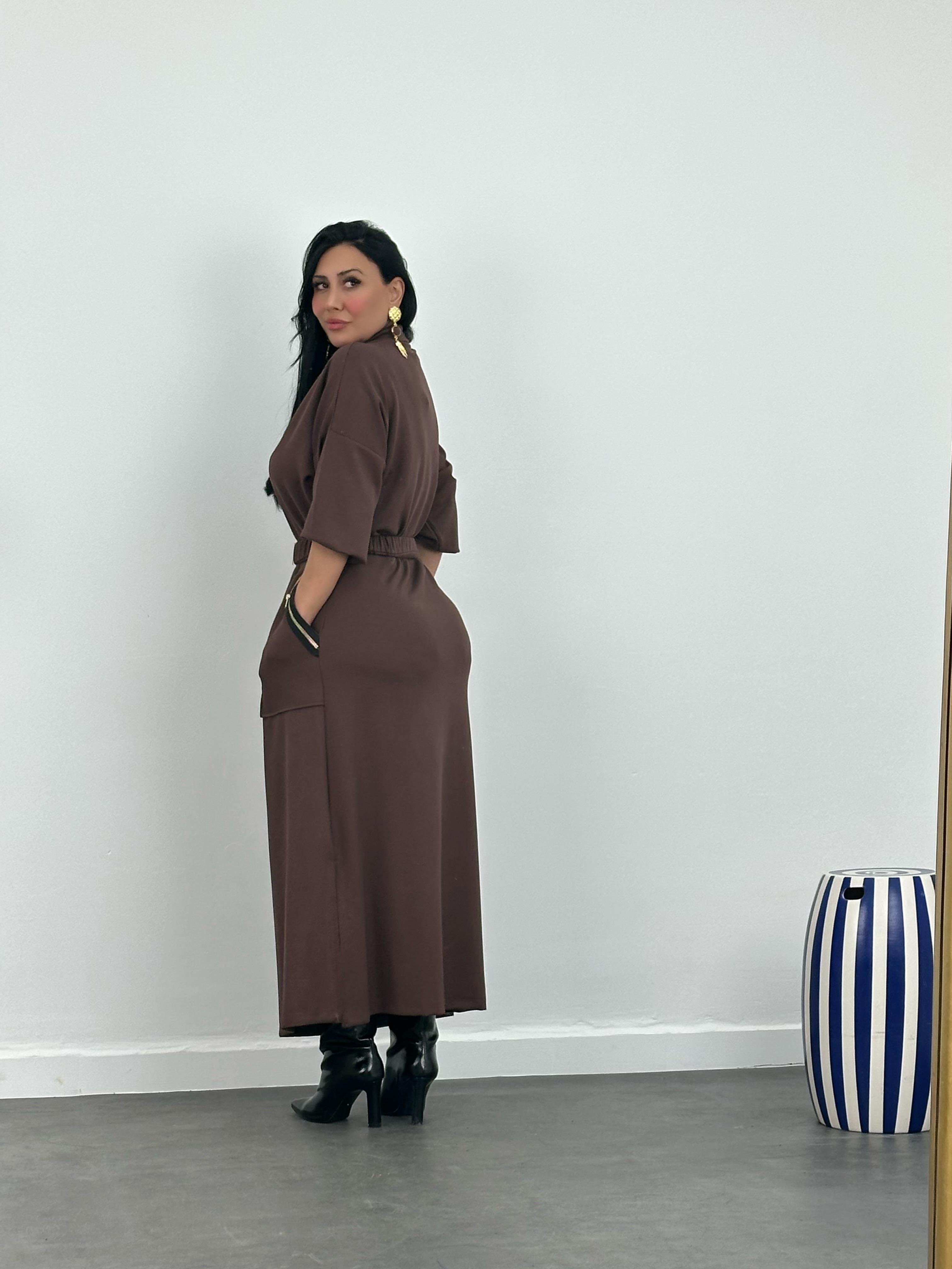 Kemerli Modal Maxi Elbise