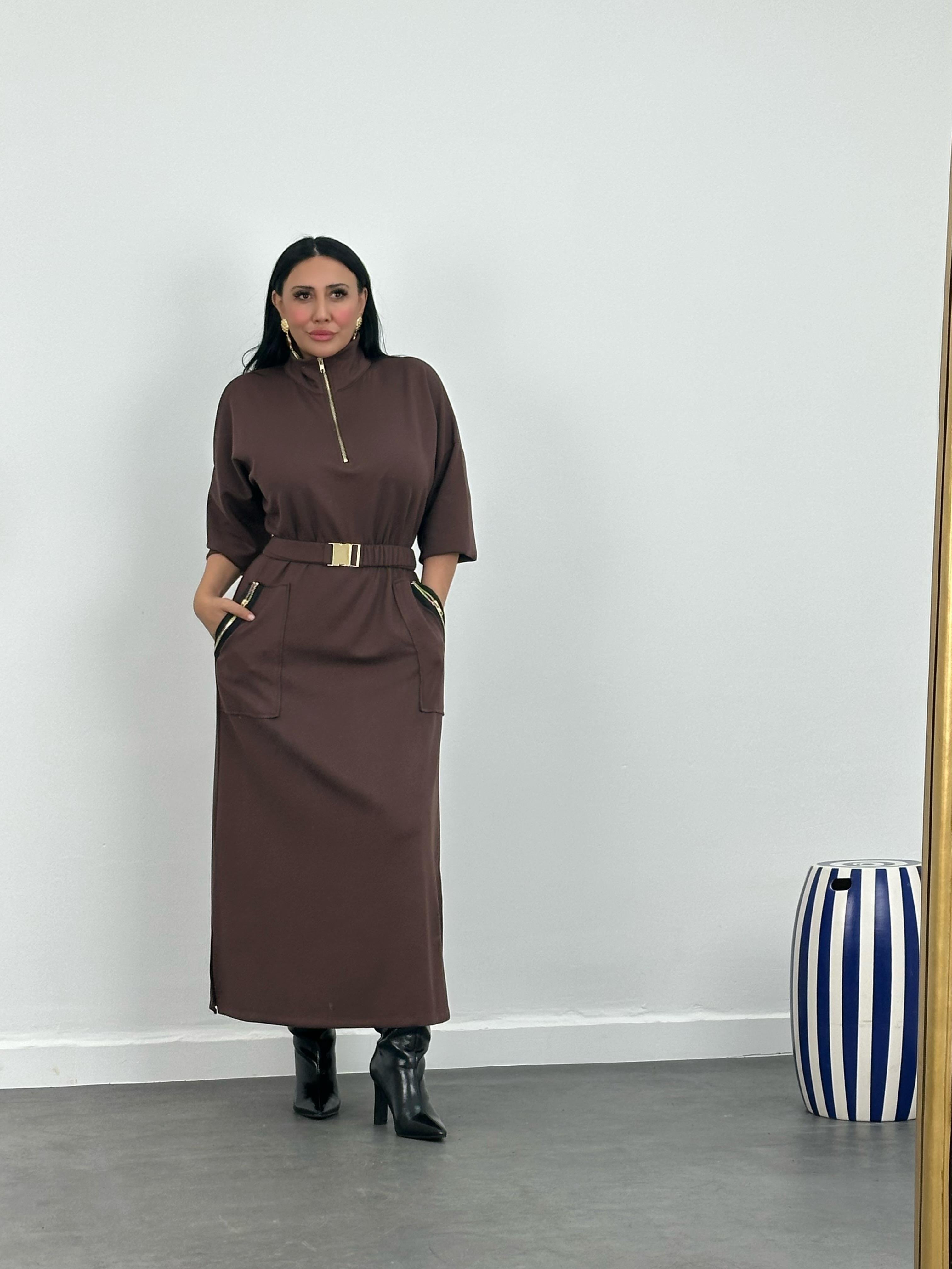 Kemerli Modal Maxi Elbise