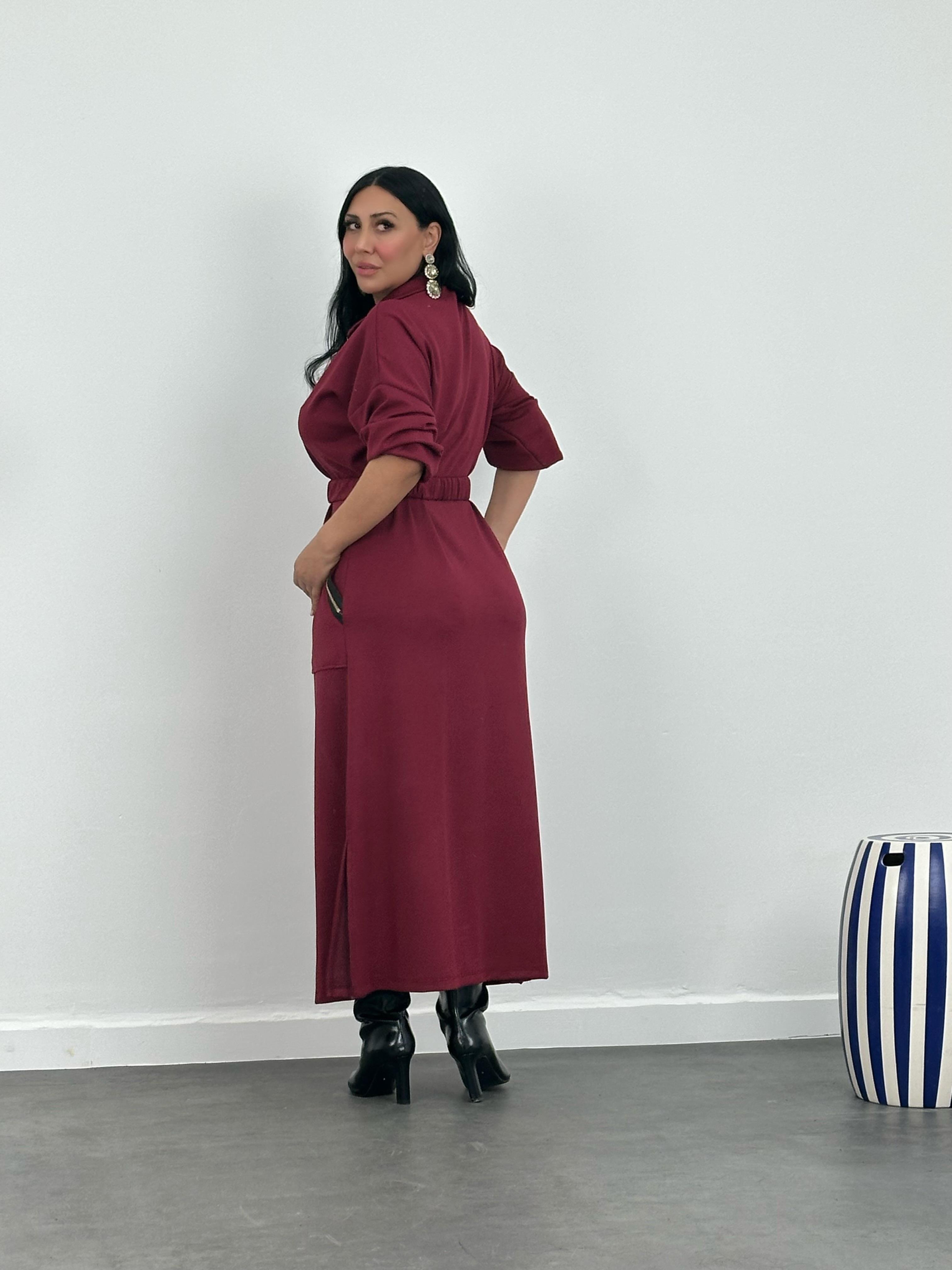 Kemerli Modal Maxi Elbise