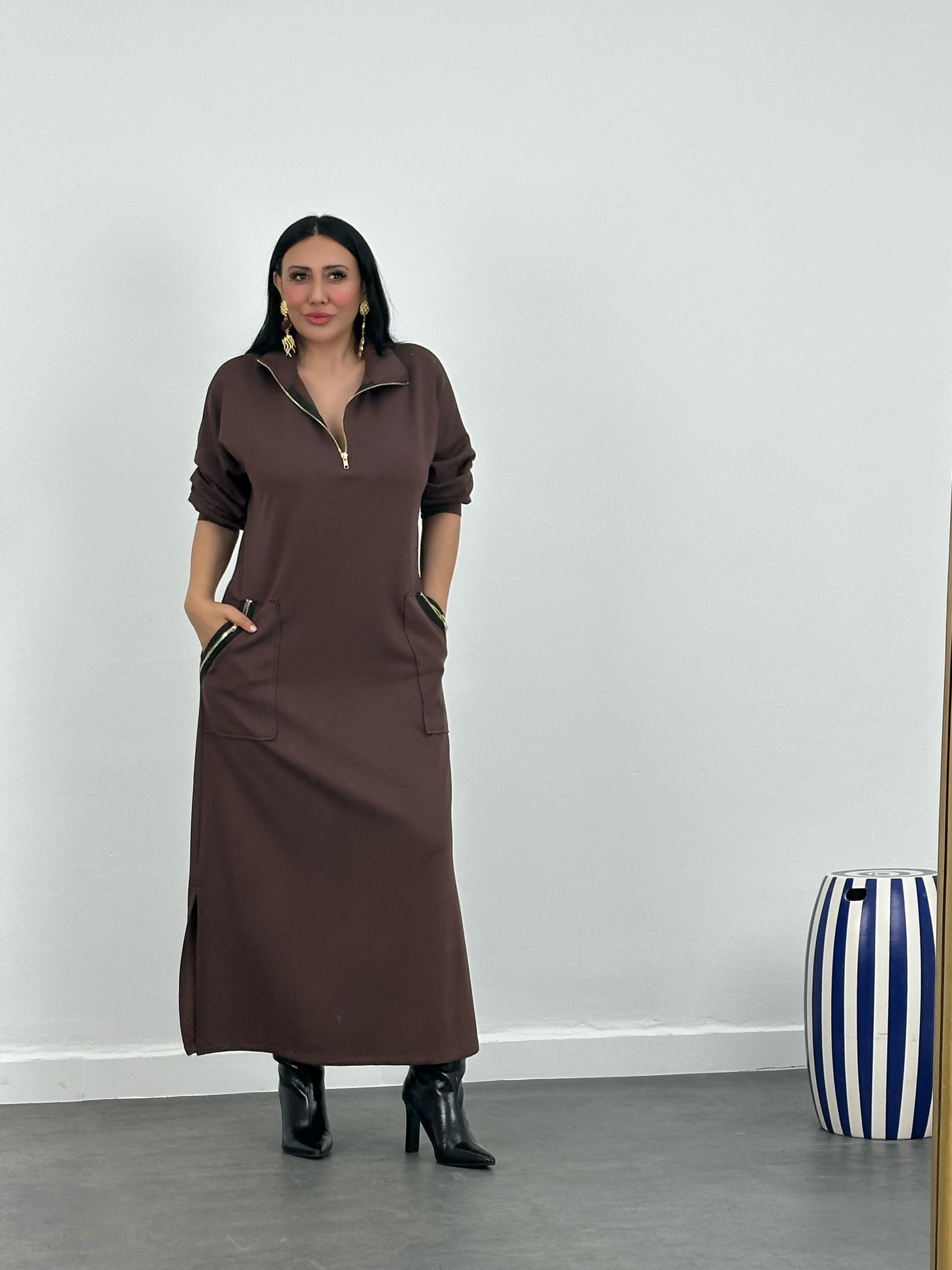 Kemerli Modal Maxi Elbise