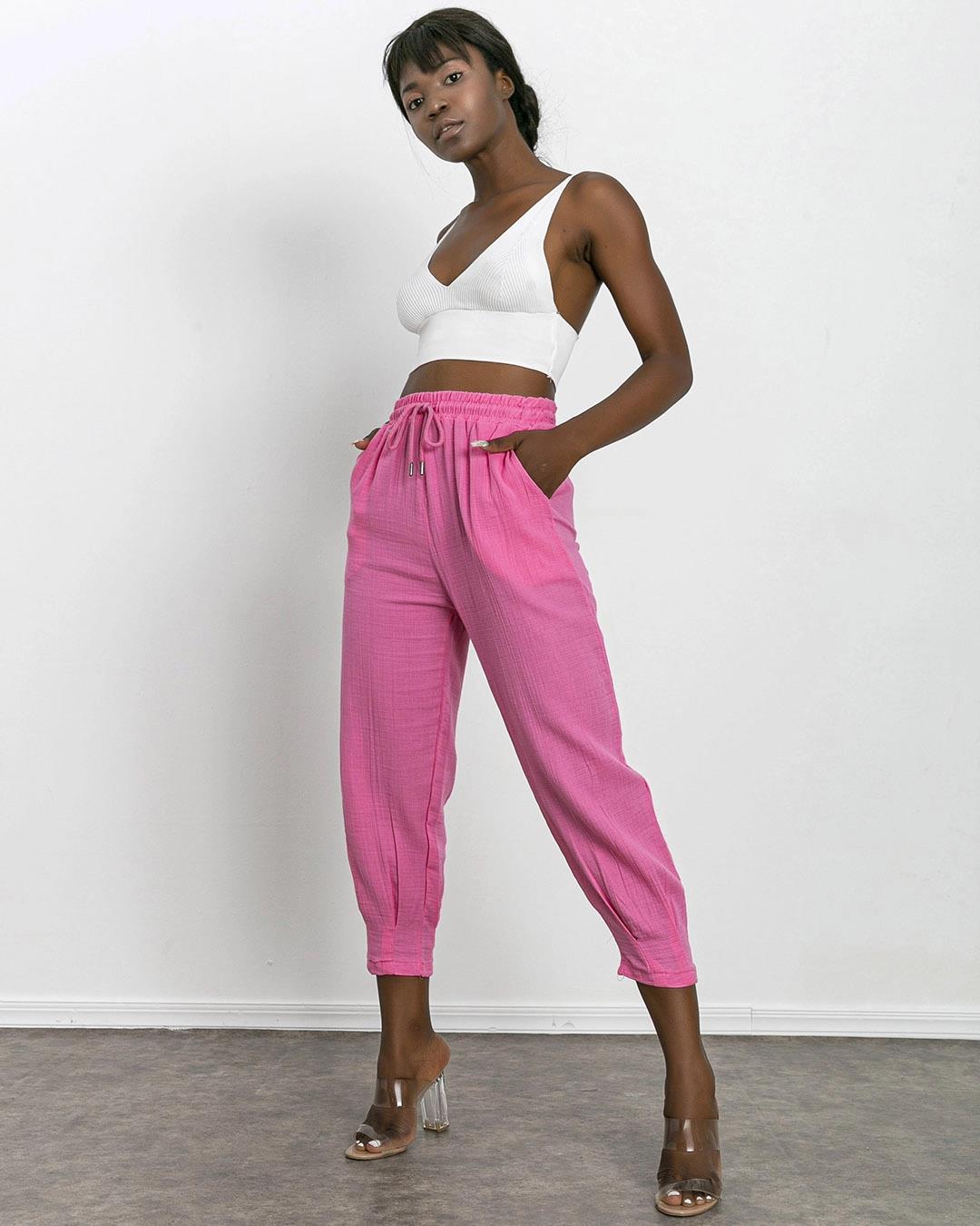 Keten Pantolon Pembe Renk