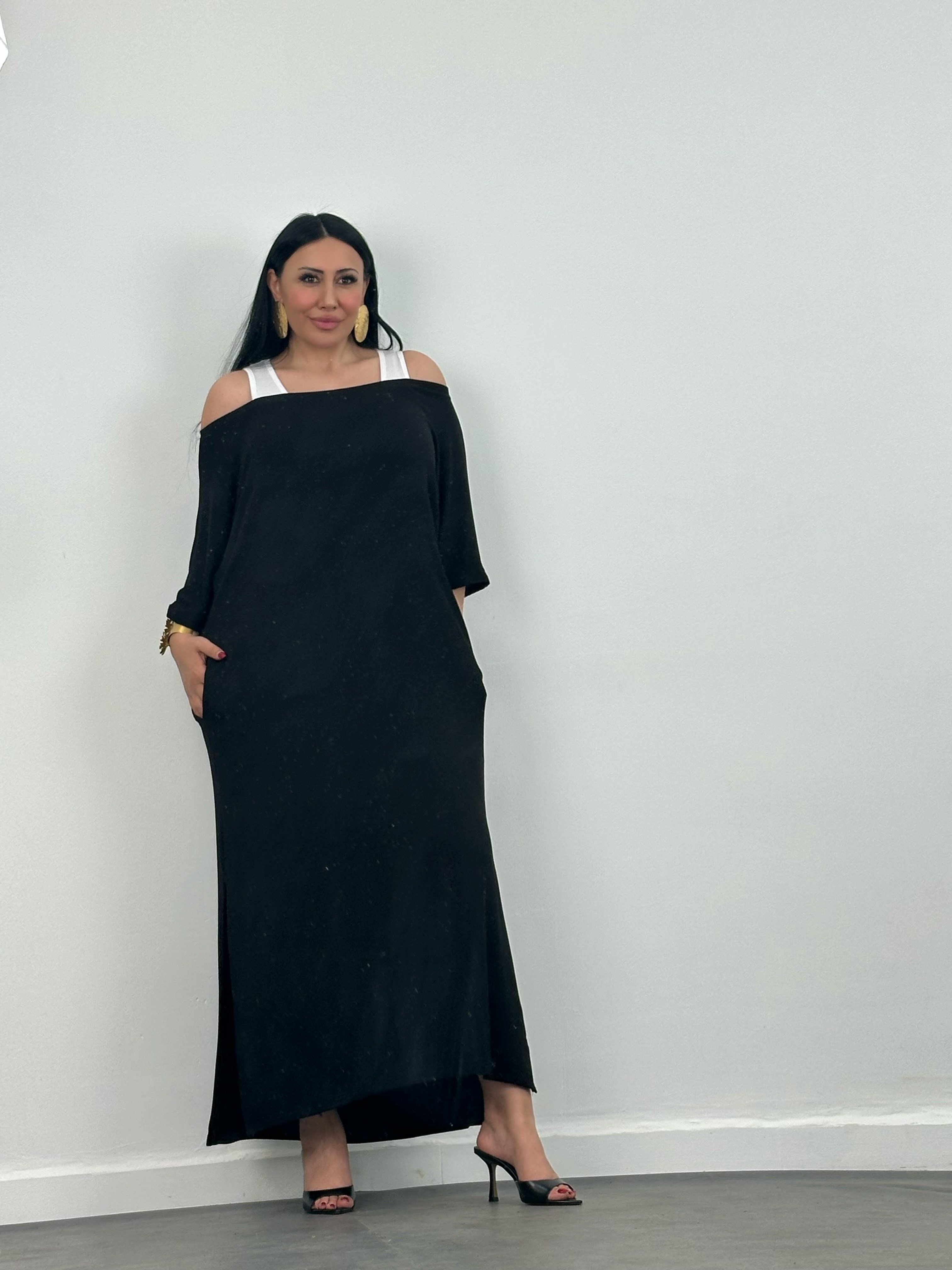 Oversize Tek Omuz Salaş Maxi Elbise 