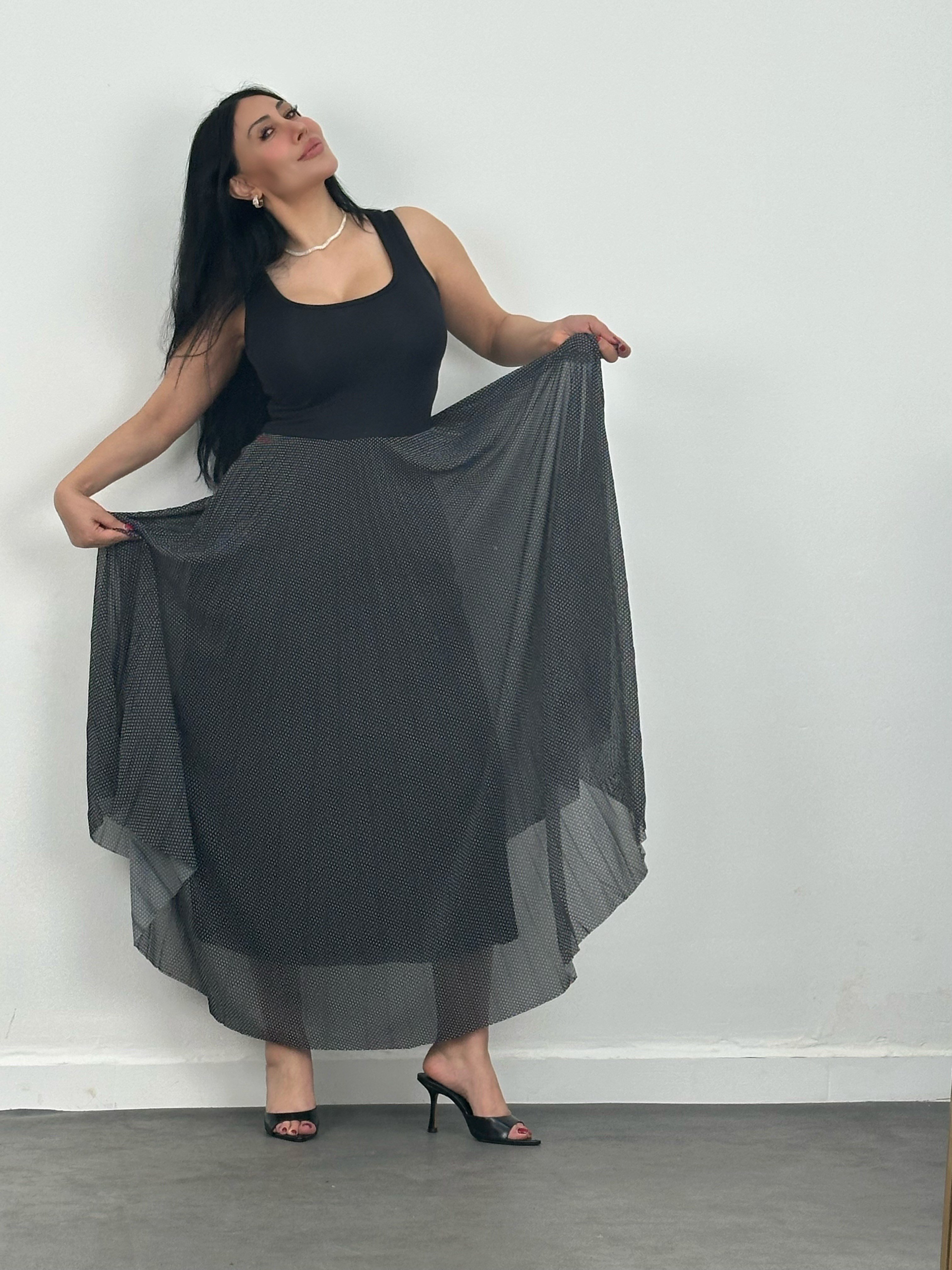 Pliseli Elbise & Yarasa Kol Bluz Takım