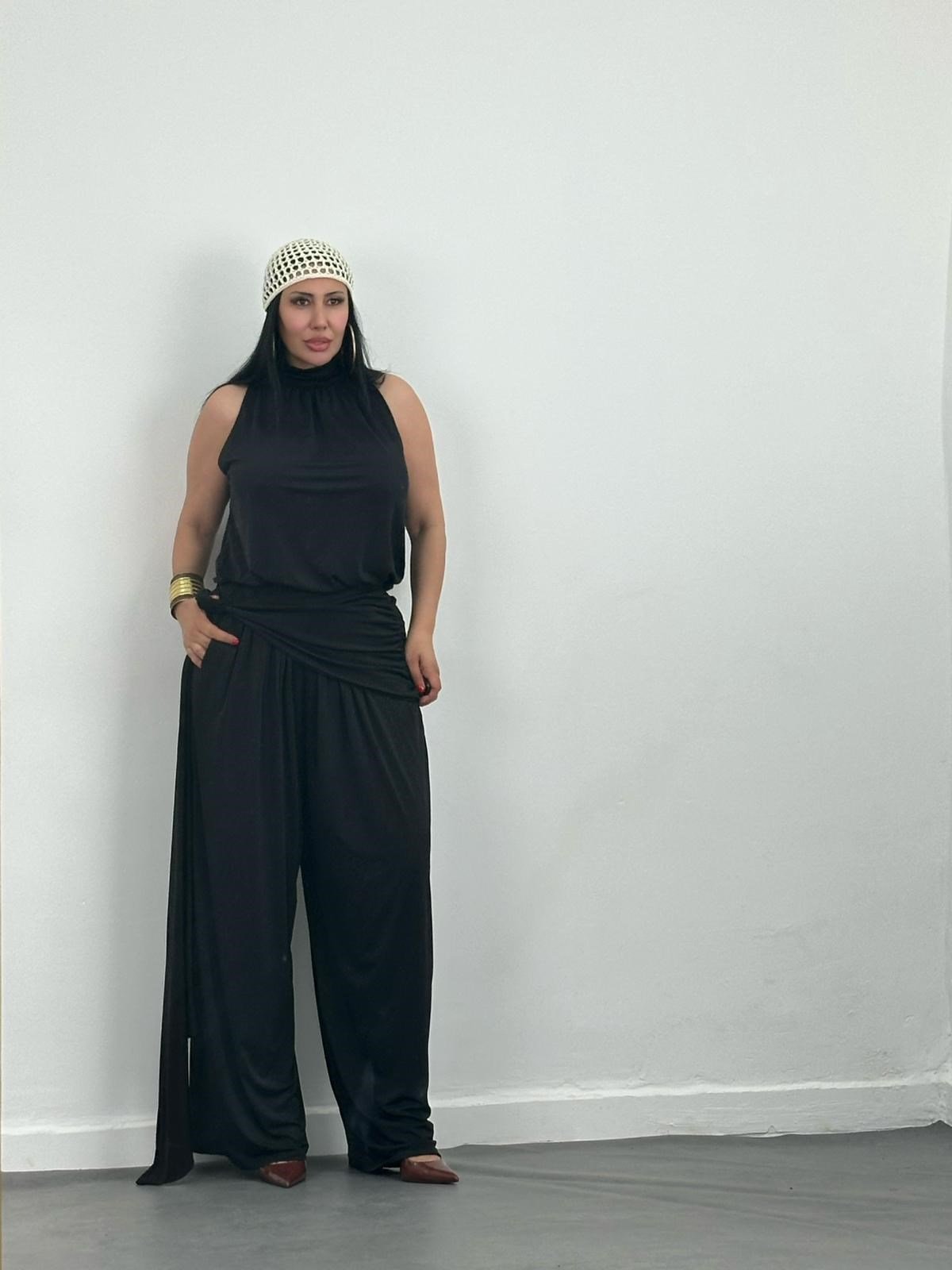 Şal Detaylı Bluz Pantolon Takım
