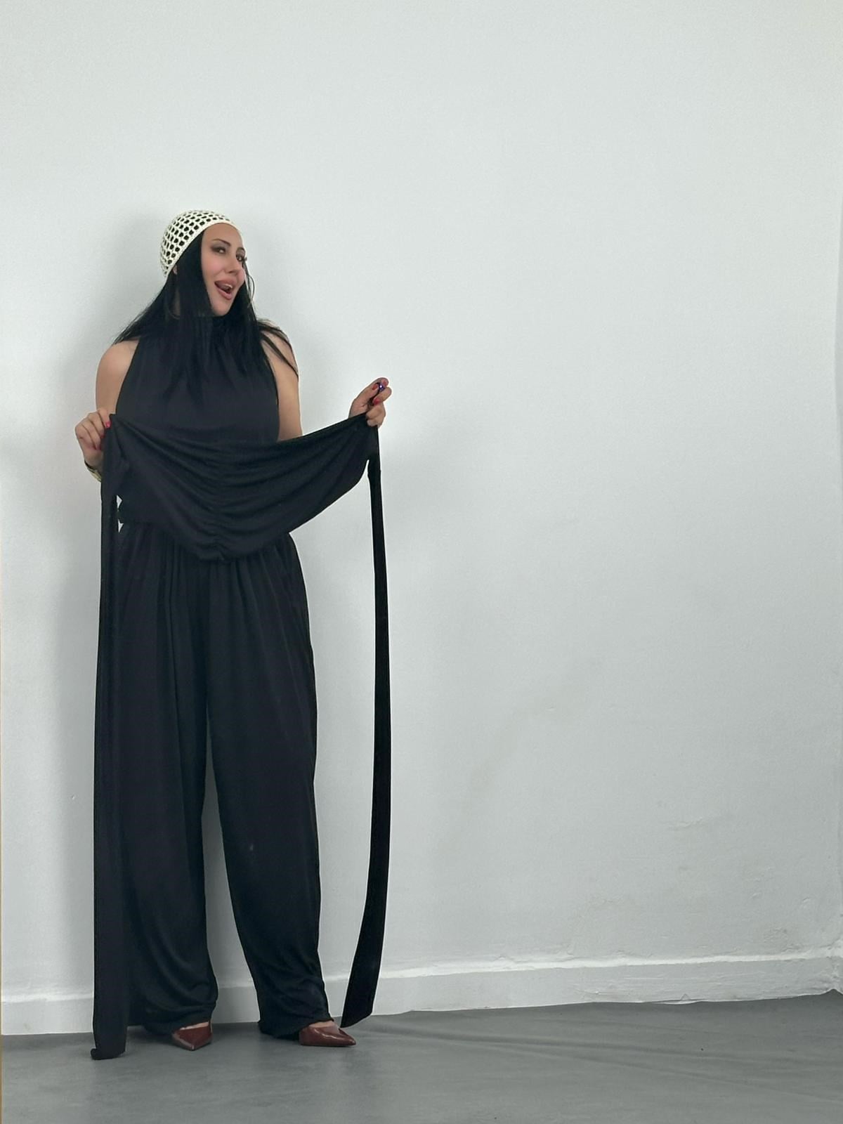 Şal Detaylı Bluz Pantolon Takım