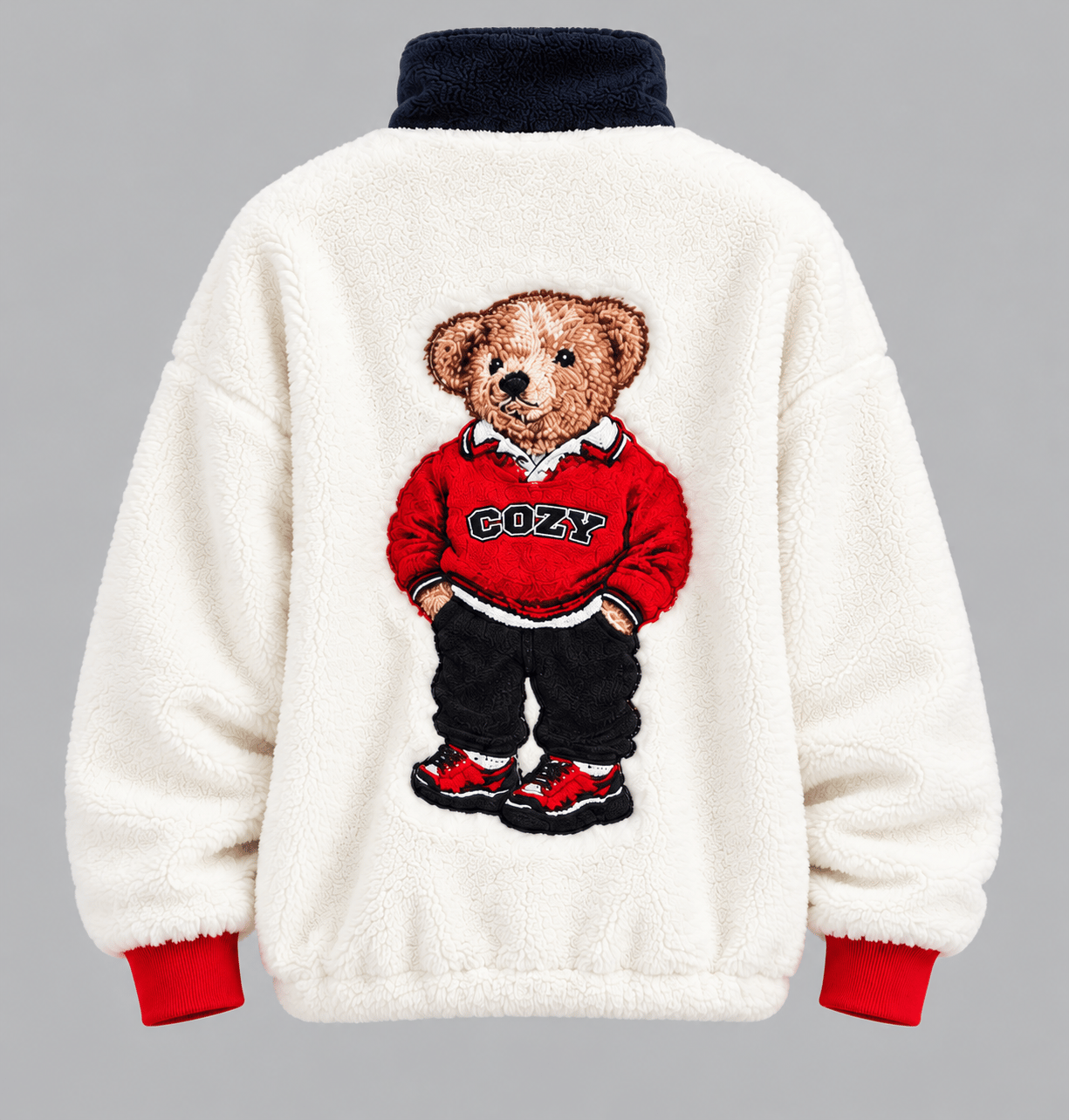 Sırtı Baskılı Peluş Polar Sweat