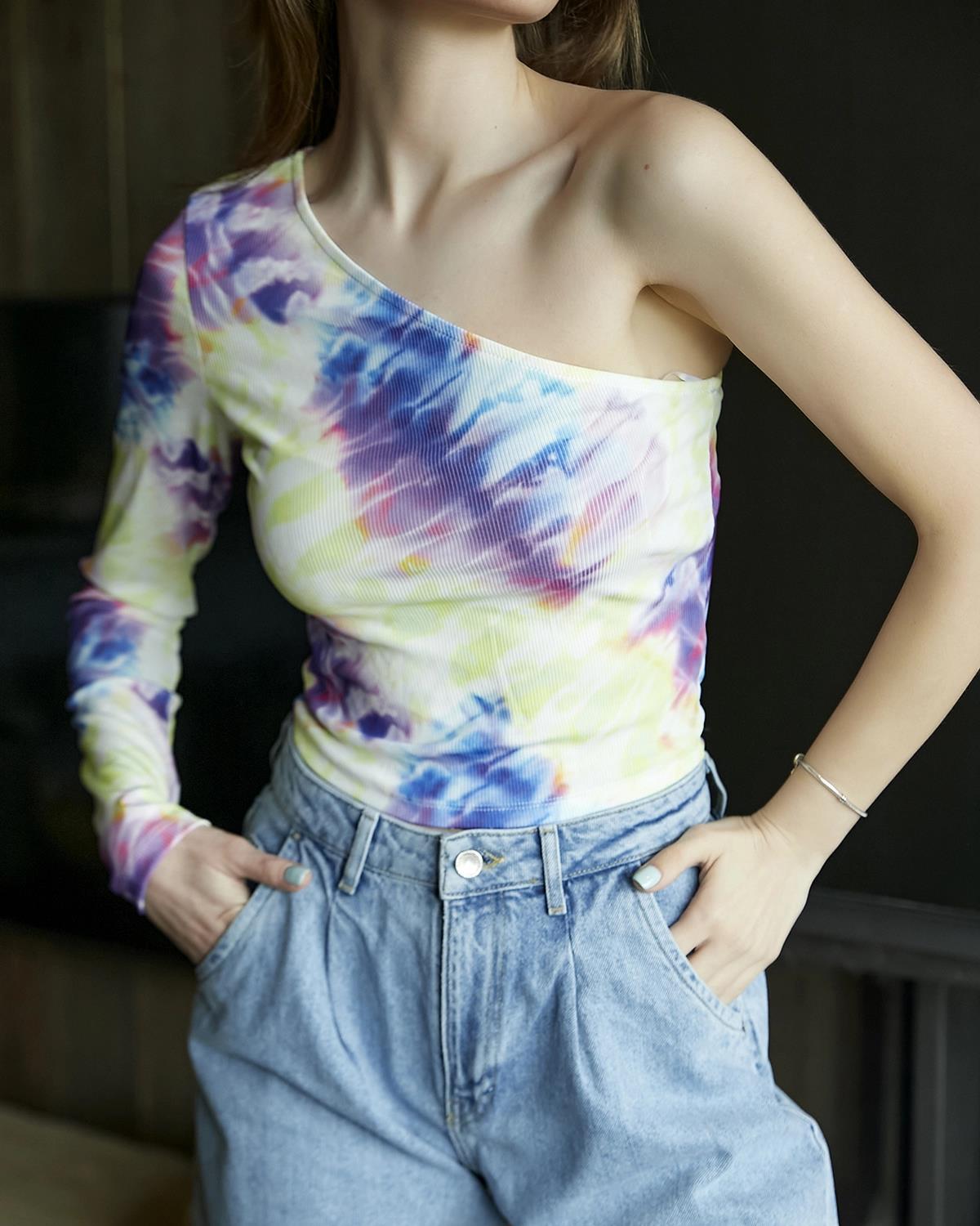 Tek Omuz Body Batik Desenli