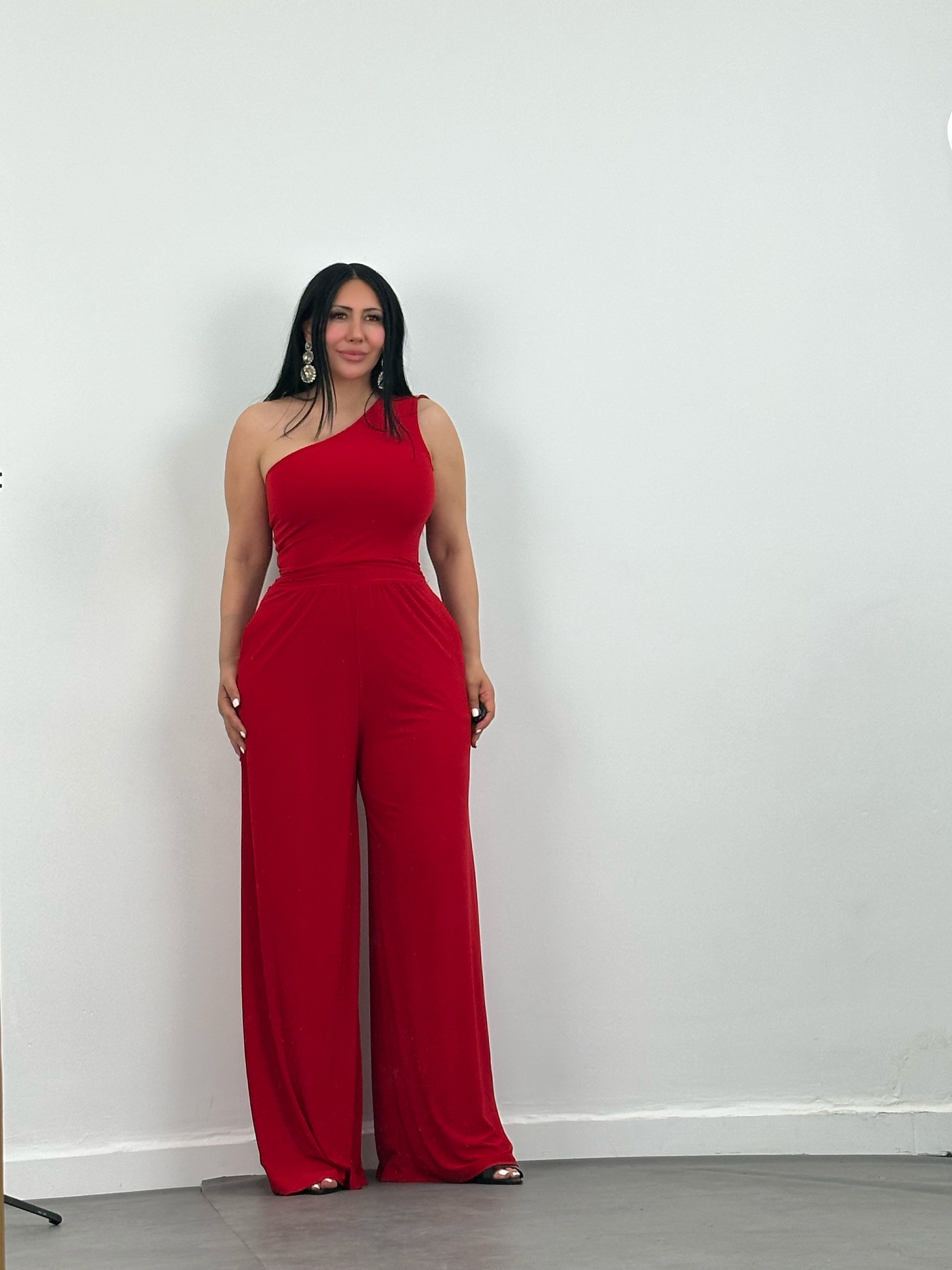 Tek Omuz Sandy Kumaş Tulum 