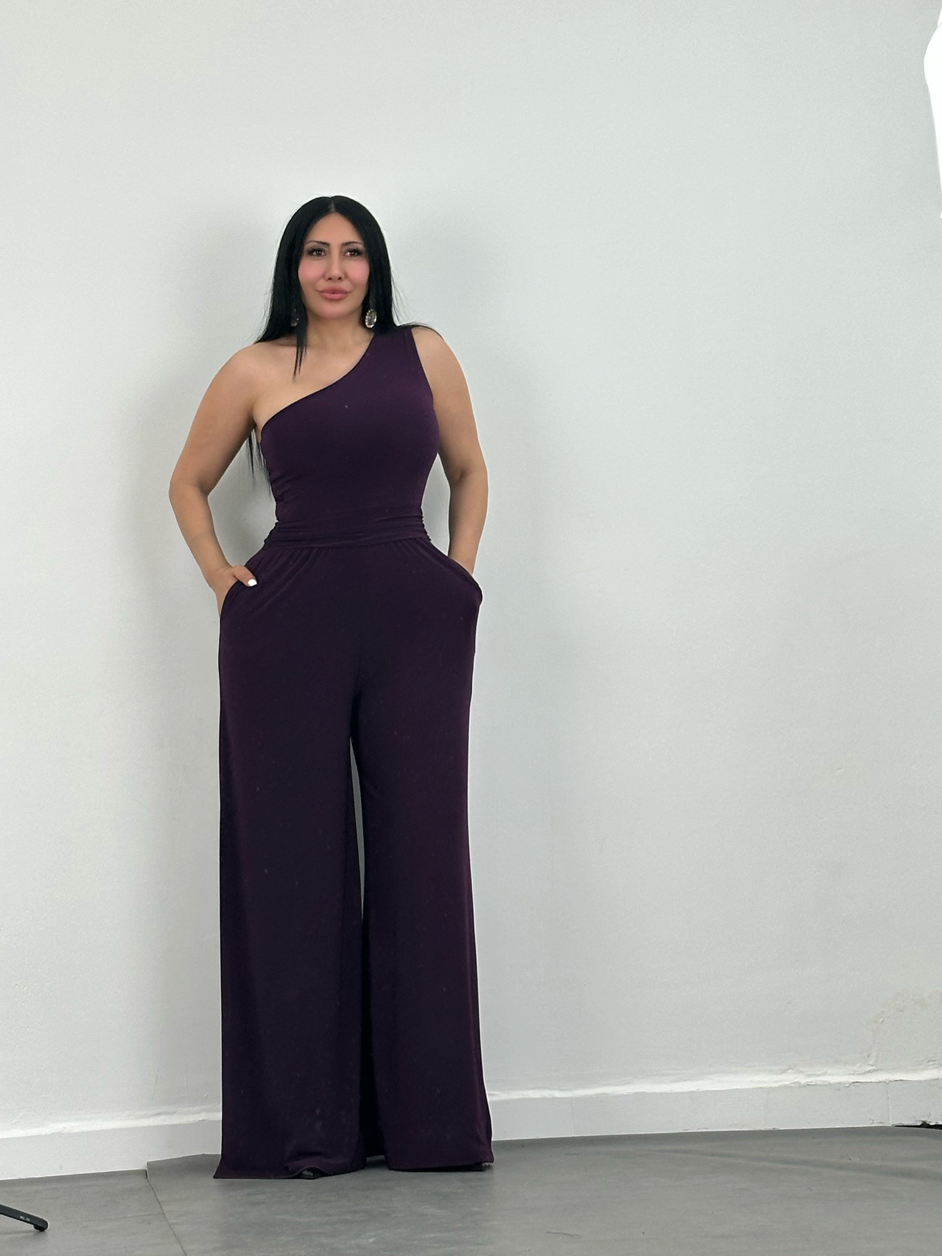 Tek Omuz Sandy Kumaş Tulum 